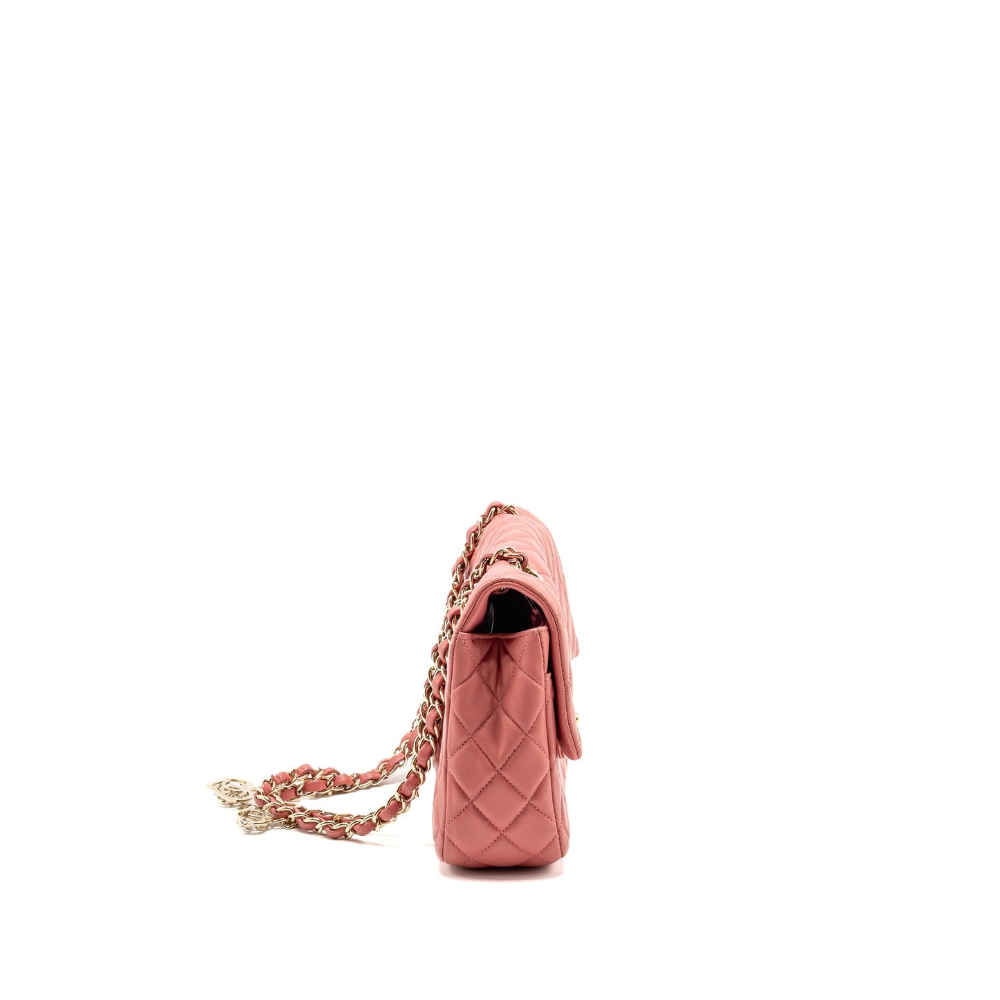 Chanel Charm quilted flap lambskin LGHW Pink Key Chain