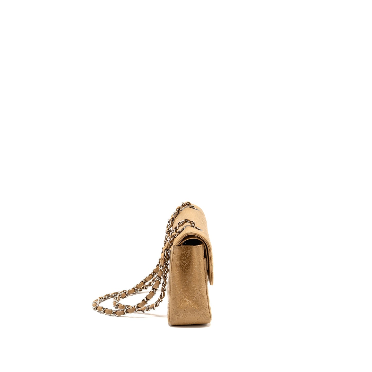 Chanel Classic Double Flap Caviar SHW Beige Small Shoulder Bag