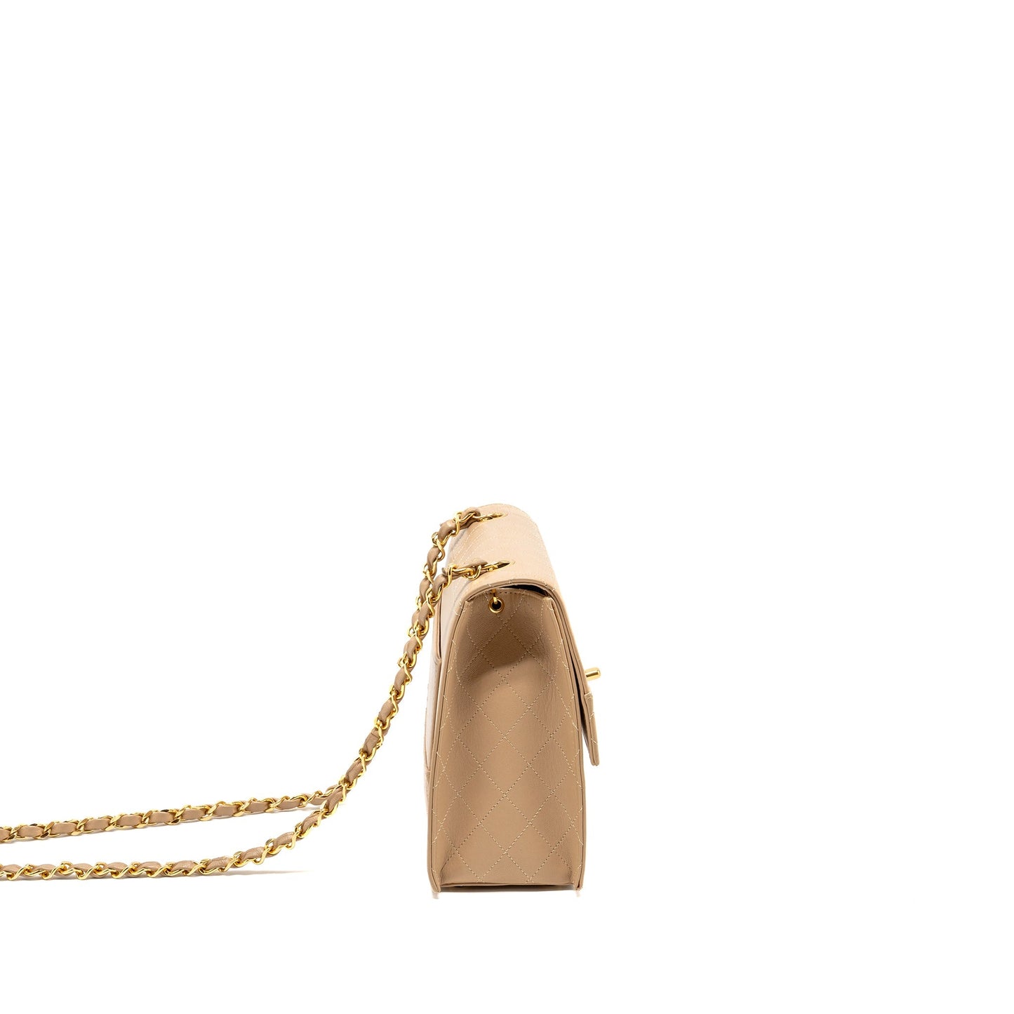 Chanel Trapezoid Quilted Lambskin GHW Beige Shoulder Bag