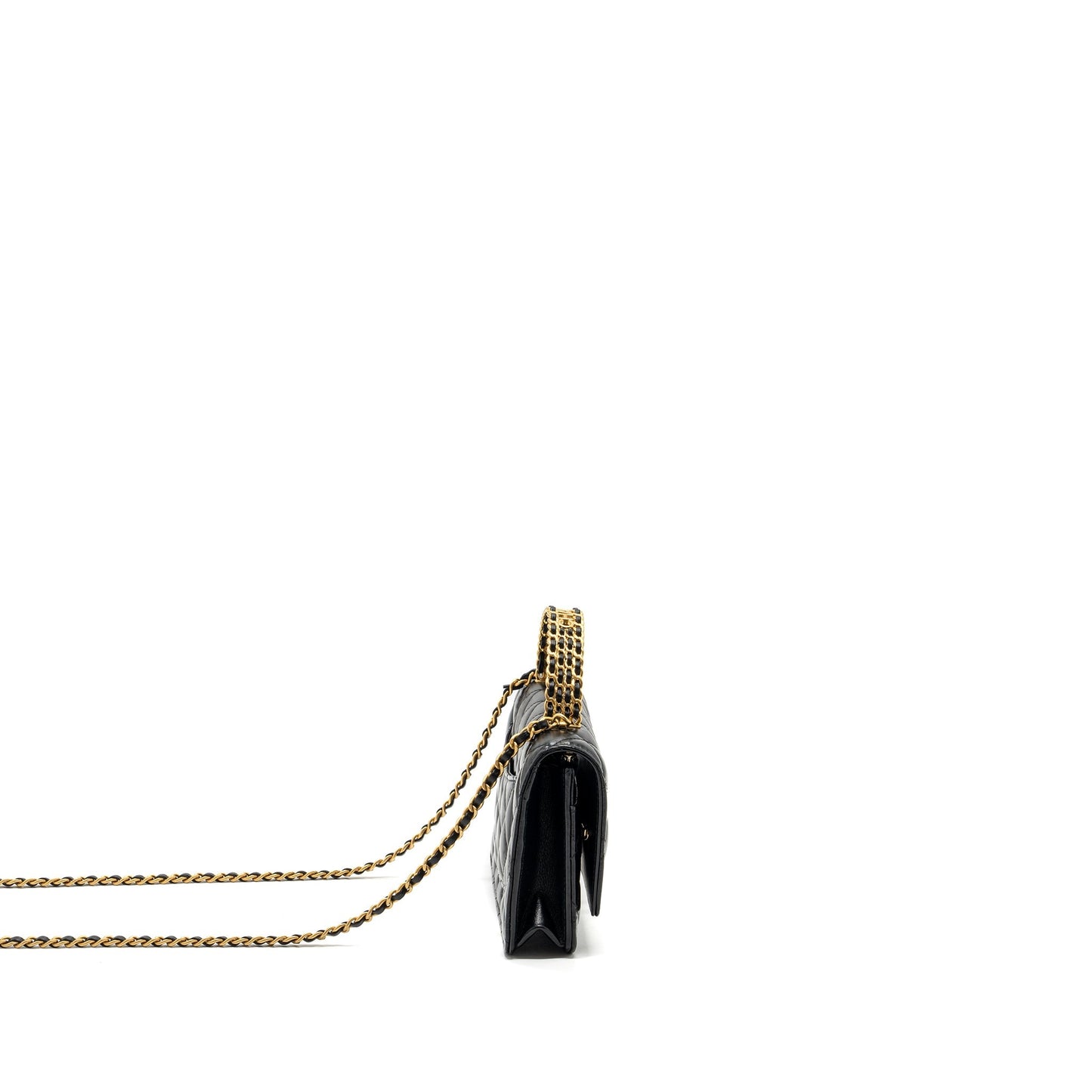 Chanel letter logo top handle flap on Black Wallet Case