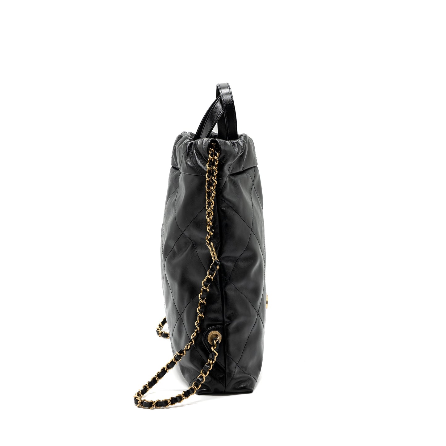 Chanel 22 Backpack Shiny Calfskin GHW Microchip Black