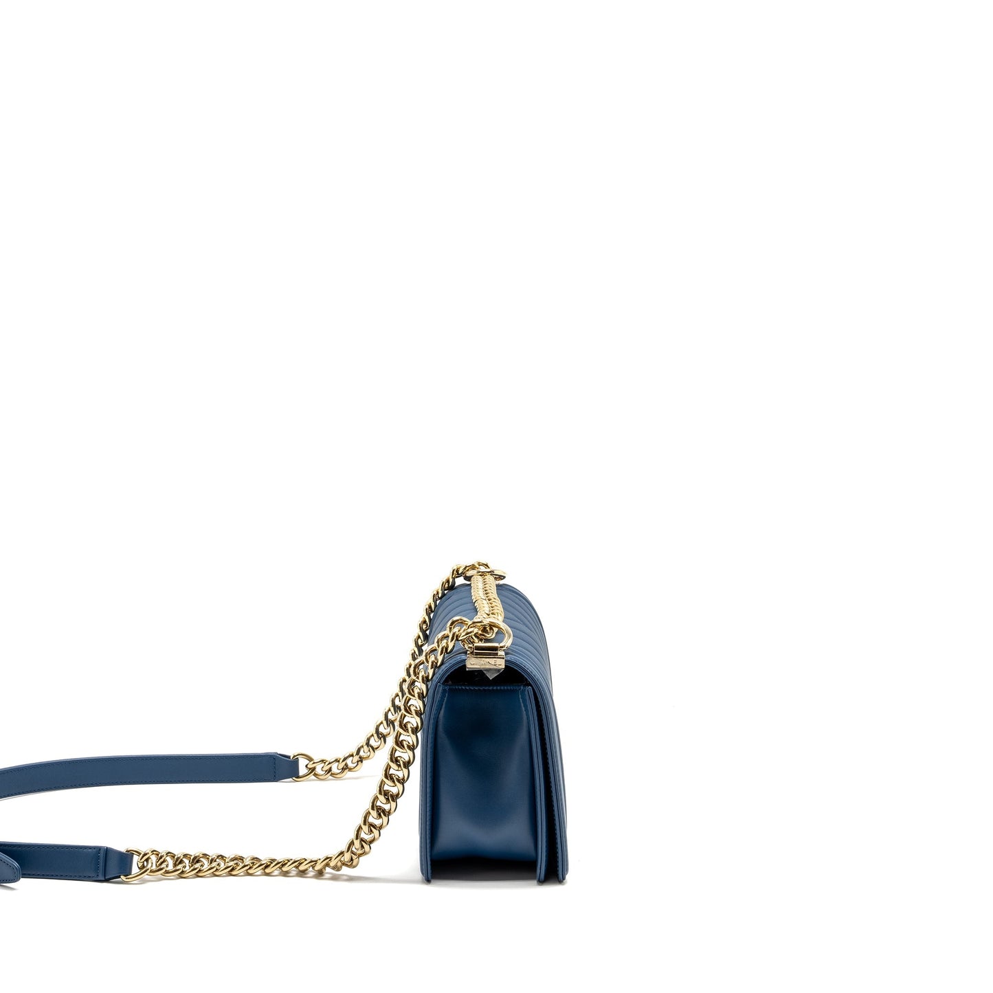 Chanel Chevron Boy Calfskin GHW Multicolour Black Blue Small Handbag