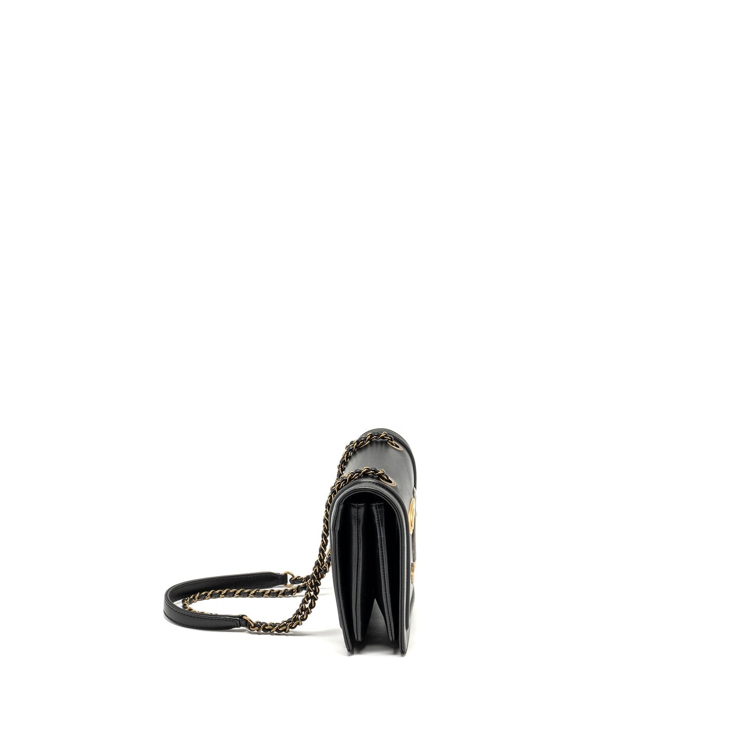 Chanel CC logo square flap lambskin SHW Black Shoulder Bag