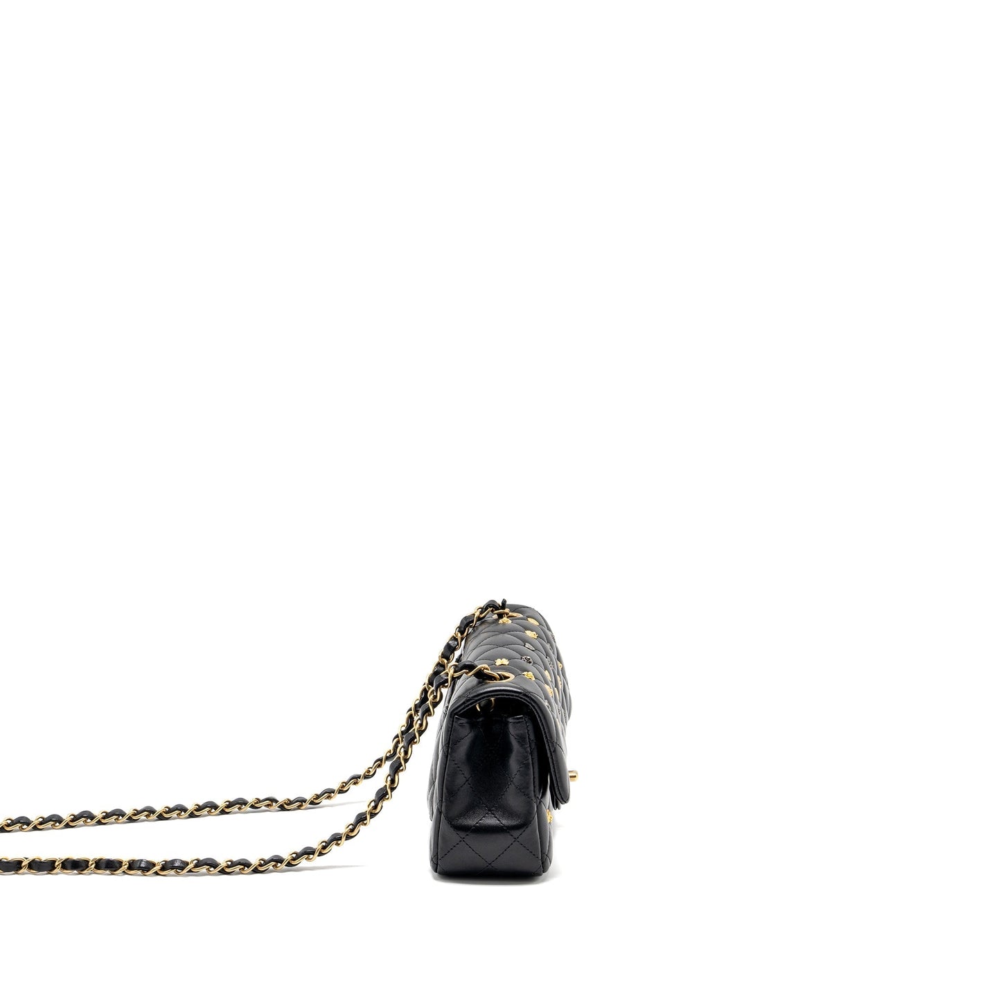 Chanel Rectangular Flap Charms Limited Edition Lambskin Black Gold Silver Key Chain
