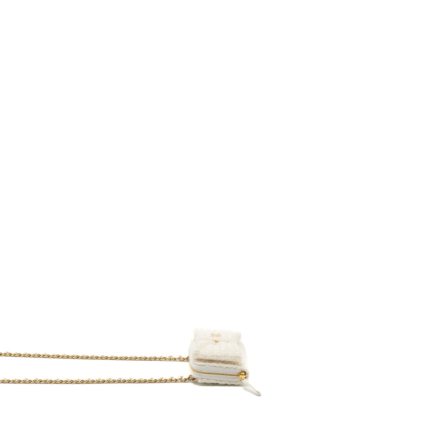 Chanel Bow Card Holder Tweed LGHW Microchip White Wallet Case