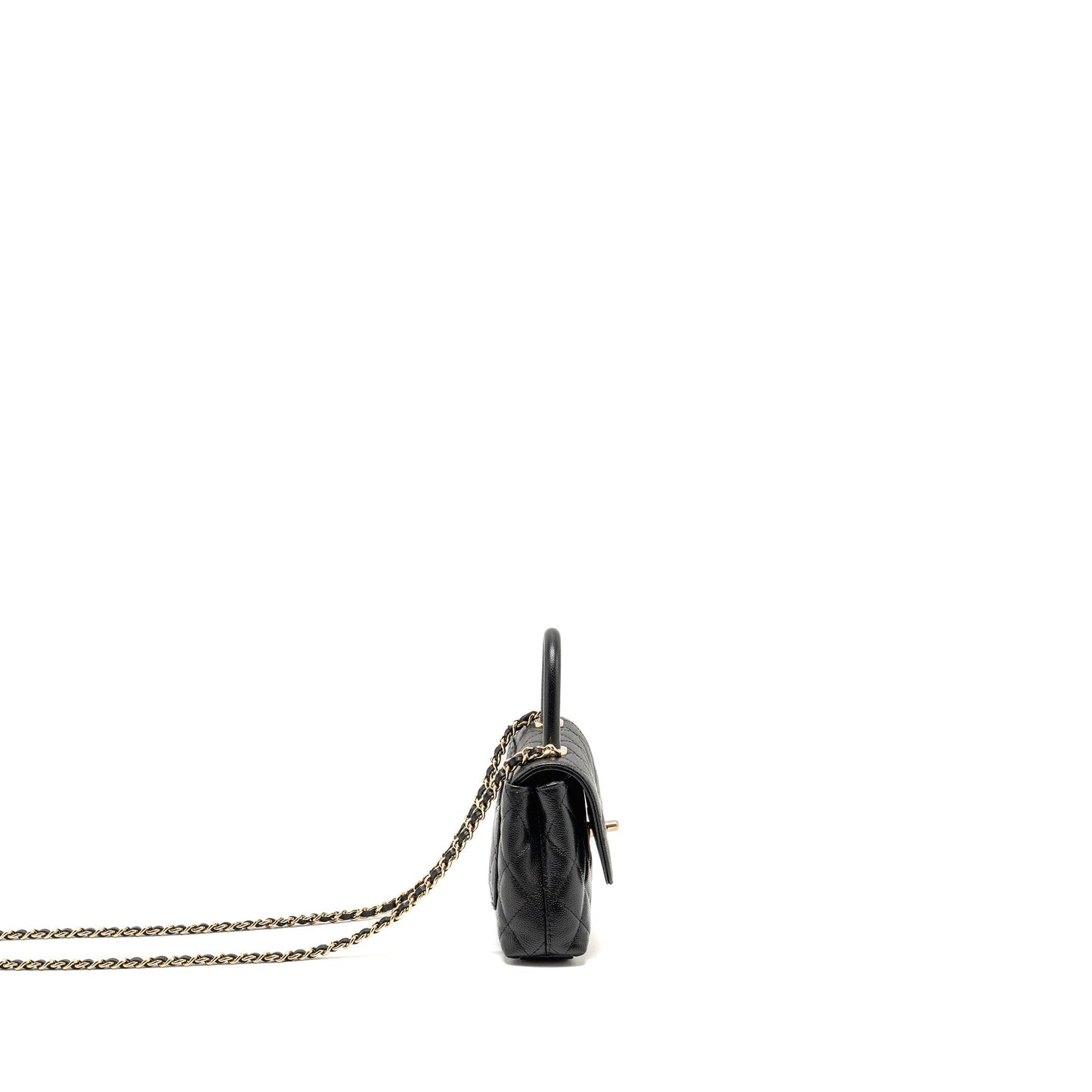 Chanel Coco Handle Caviar LGHW Microchip Black Clutch Bag