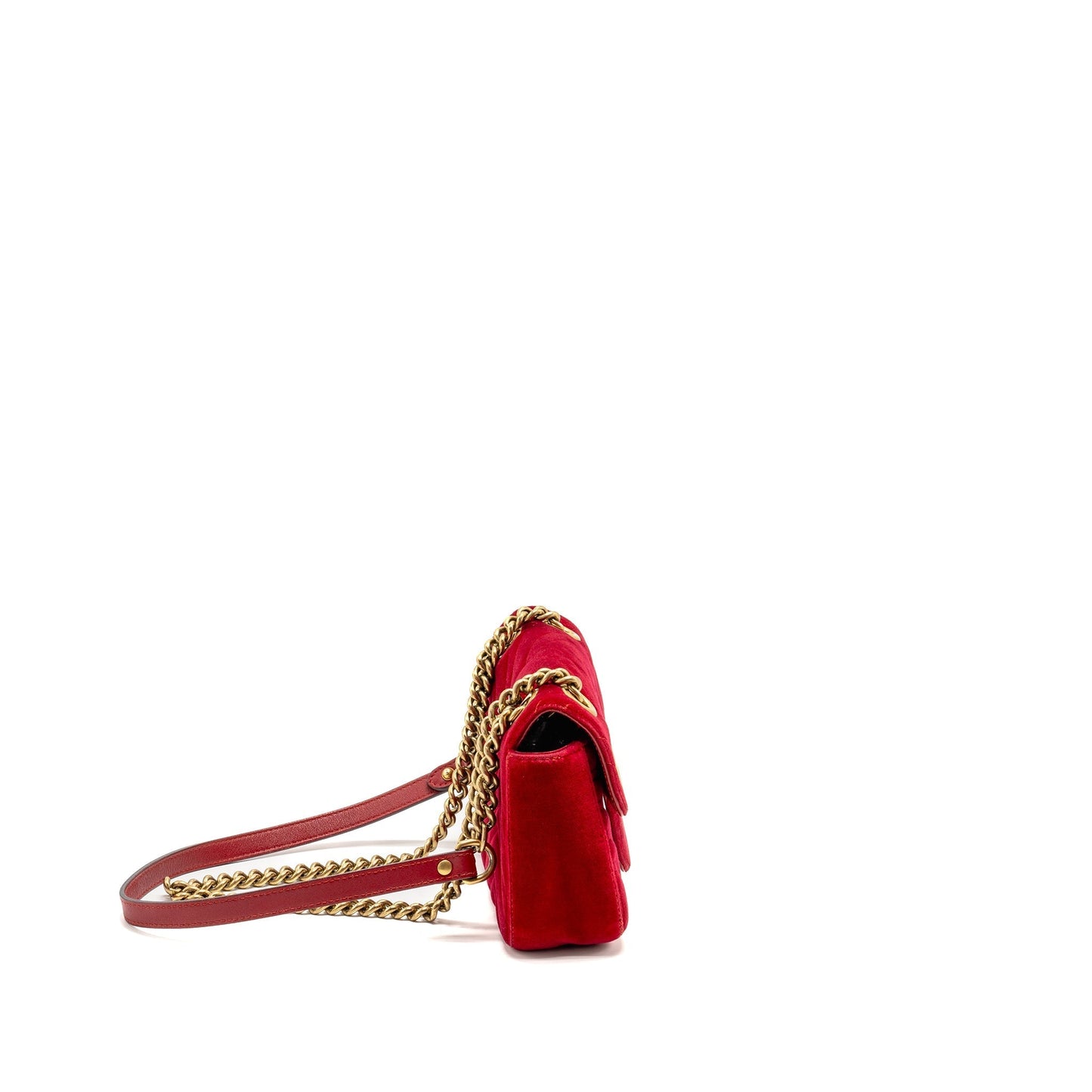 Gucci Marmont Bag Velvet Red Mini Travel Bag