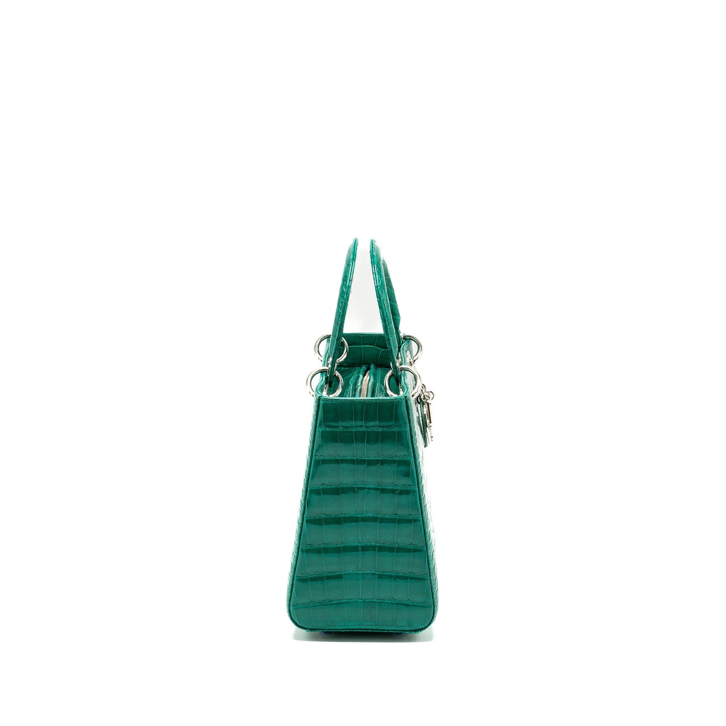 Dior Lady Crocodile With Crystal Handbag Green Medium Travel Bag