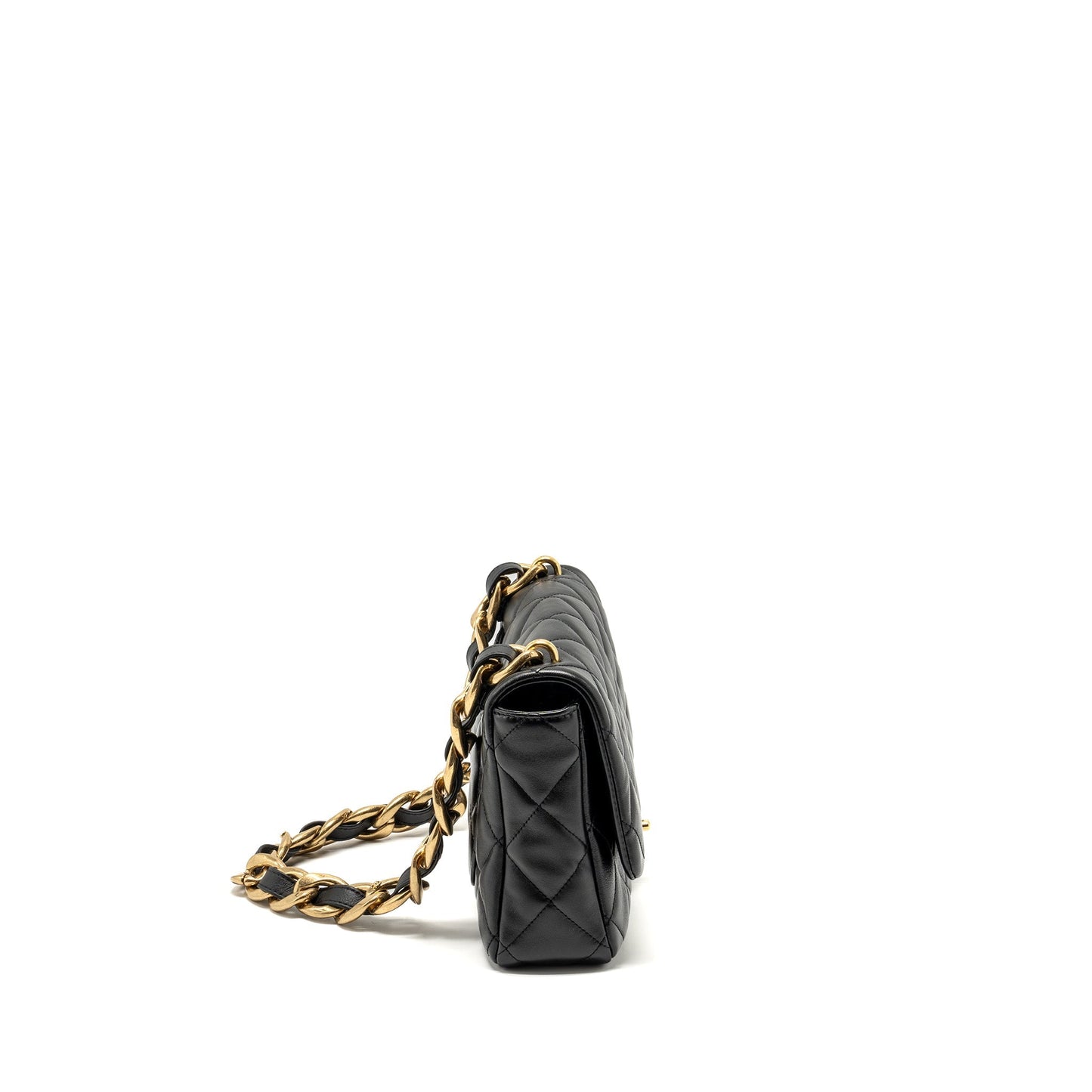 Chanel Giant Quilted flap lambskin GHW microchip Black Shoulder Bag