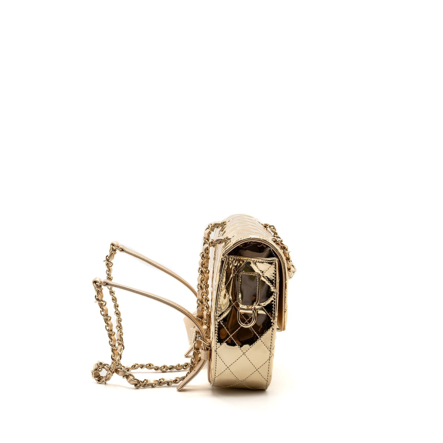 Chanel 24c Backpack tar Patent LGHW microchip Gold Lghw Microchip