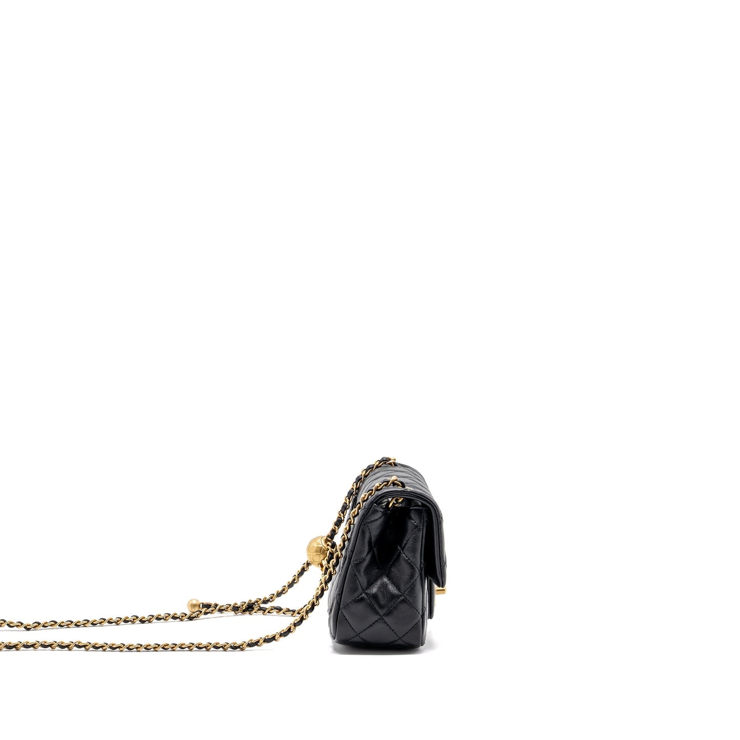 Chanel Pearl Crush Square Flap Lambskin GHW Black Shoulder Bag 7