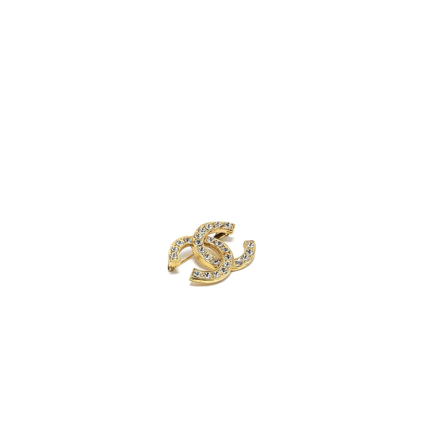 Chanel Crystal CC Logo Brooch Tone Gold Handbag