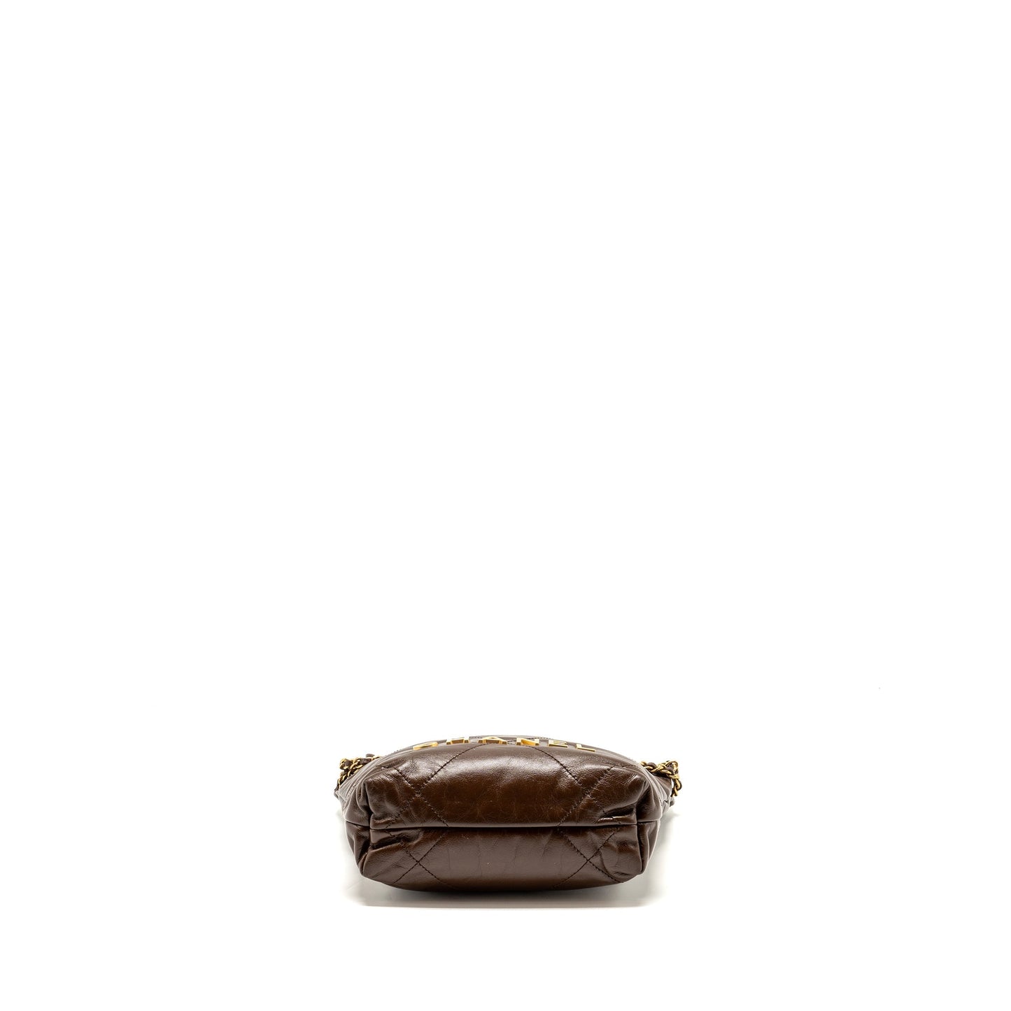 Chanel 22 Shiny Calfskin Chocolate GHW microchip Mini Bag