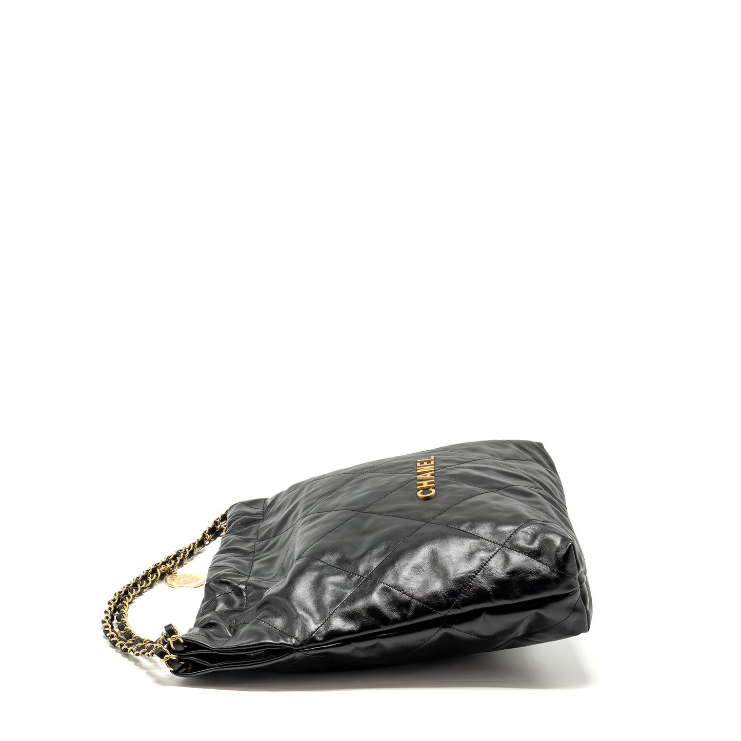 Chanel 22 Shiny Calfskin GHW microchip Black Handbag 7