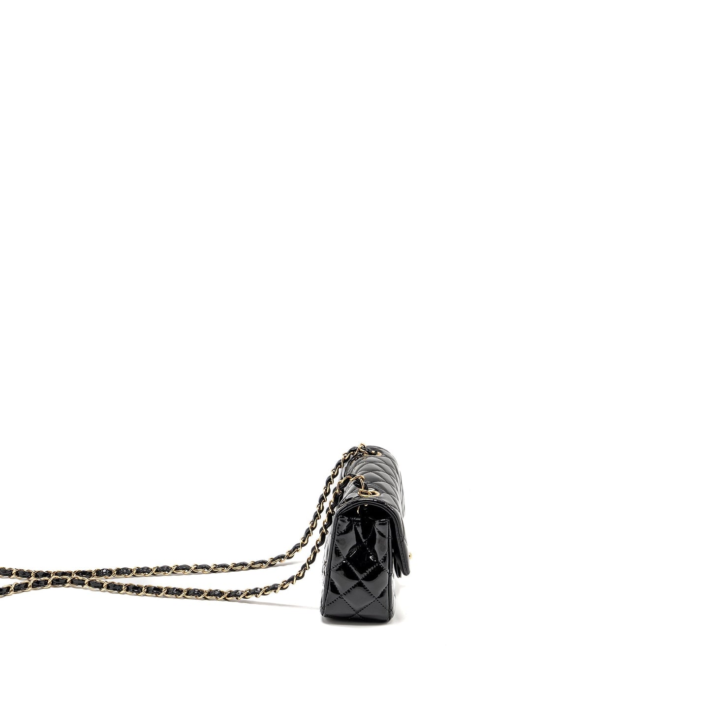 Chanel Rectangular Flap Patent LGHW Black Shoulder Bag