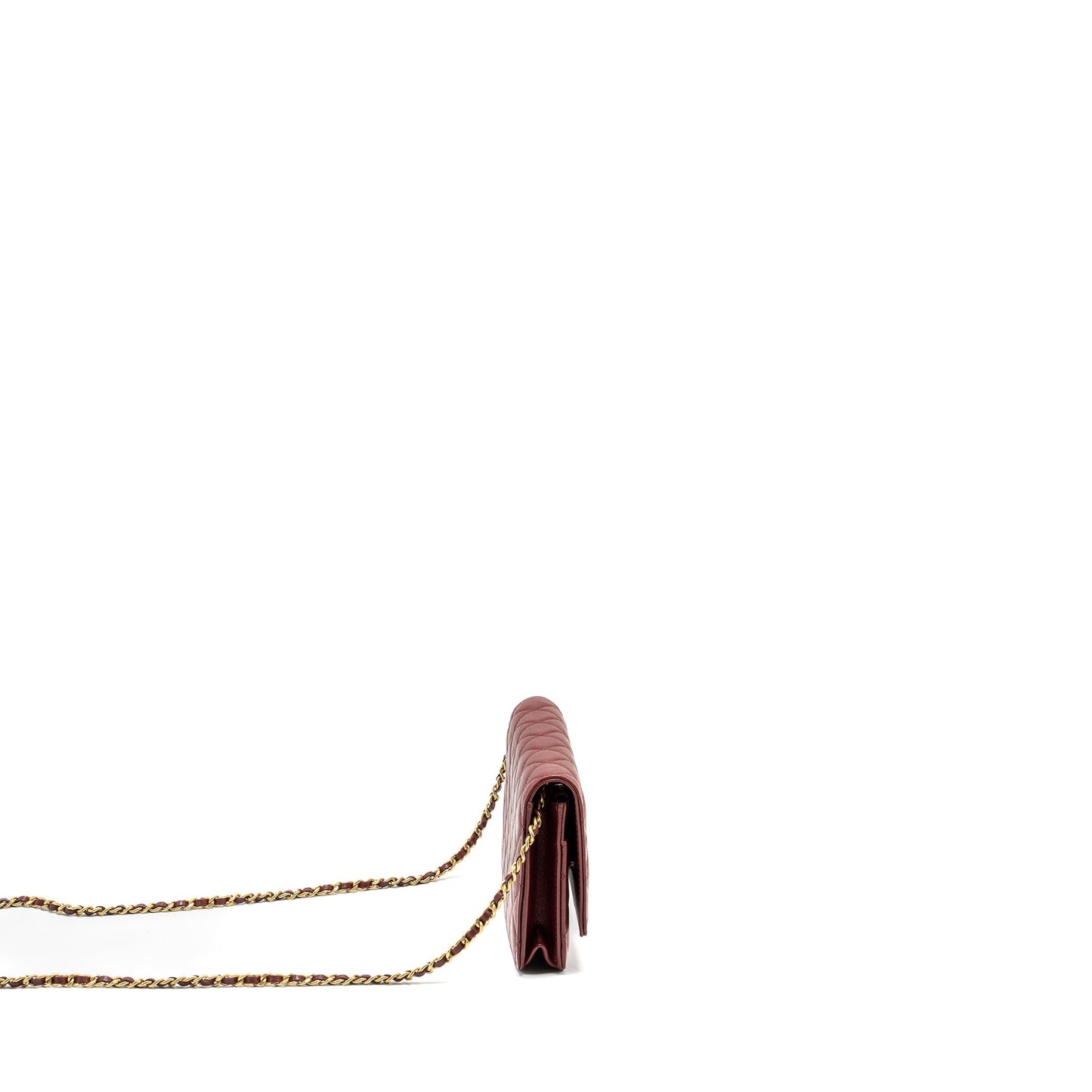 Chanel on Lambskin Burgundy GHW Red Wallet Case