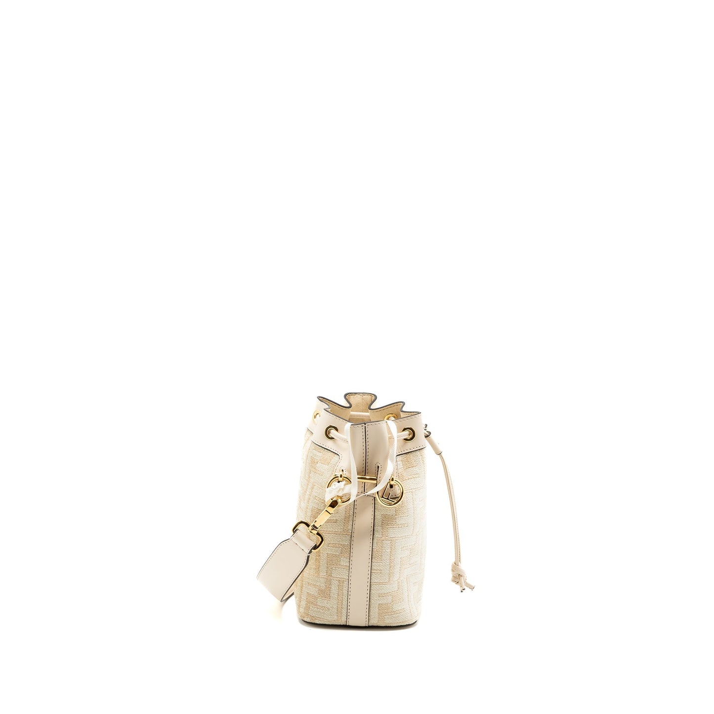 Fendi Mon Tresor Purse Fabric Leather Cream Mini Bucket Bag