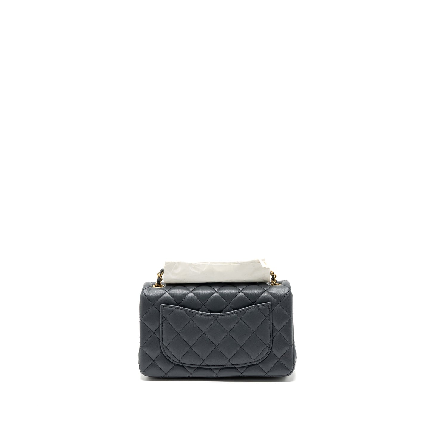 Chanel 23K pearl crush rectangular flap lambskin Grey Shoulder Bag