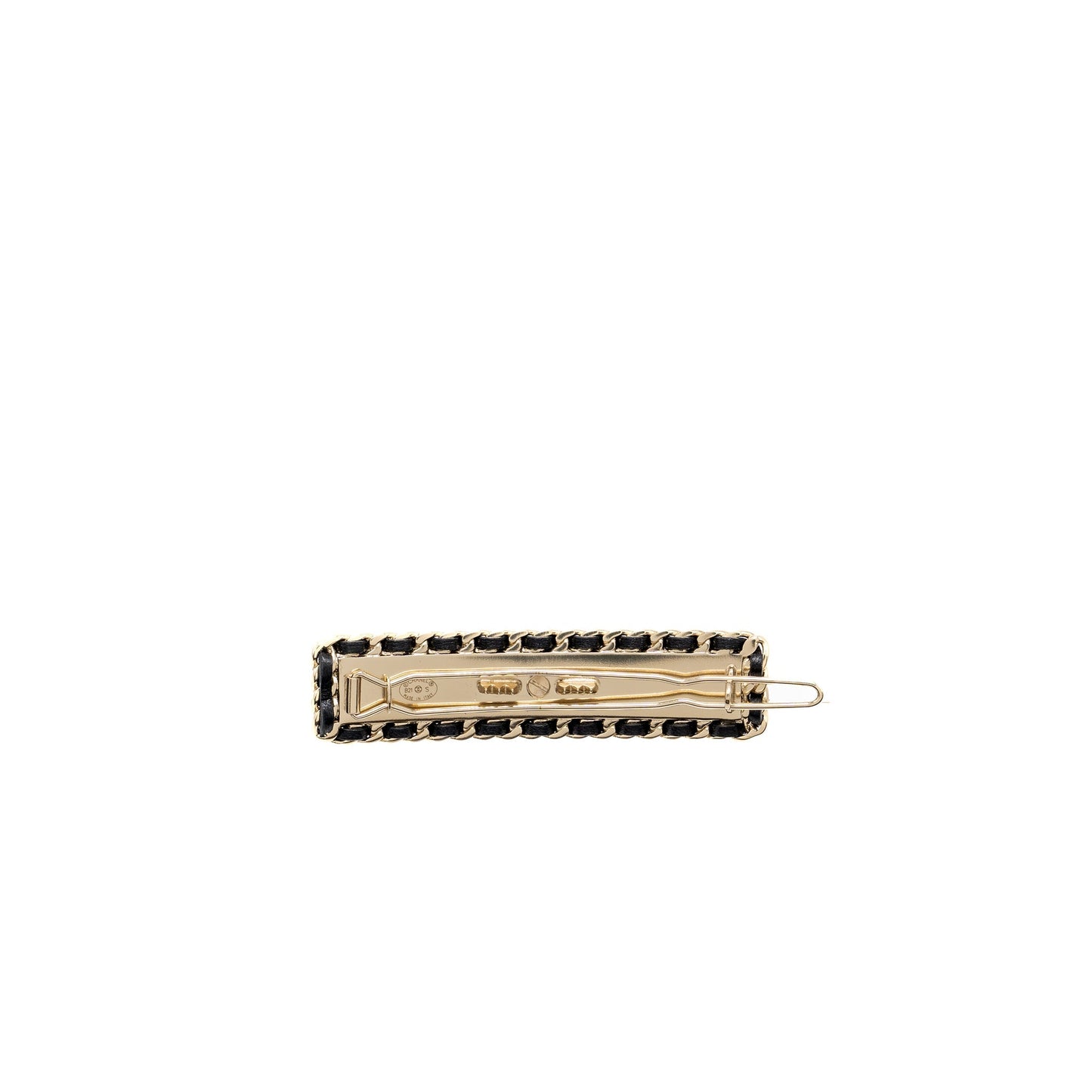 Chanel quilted edge hair clip tone Black Gold Handbag