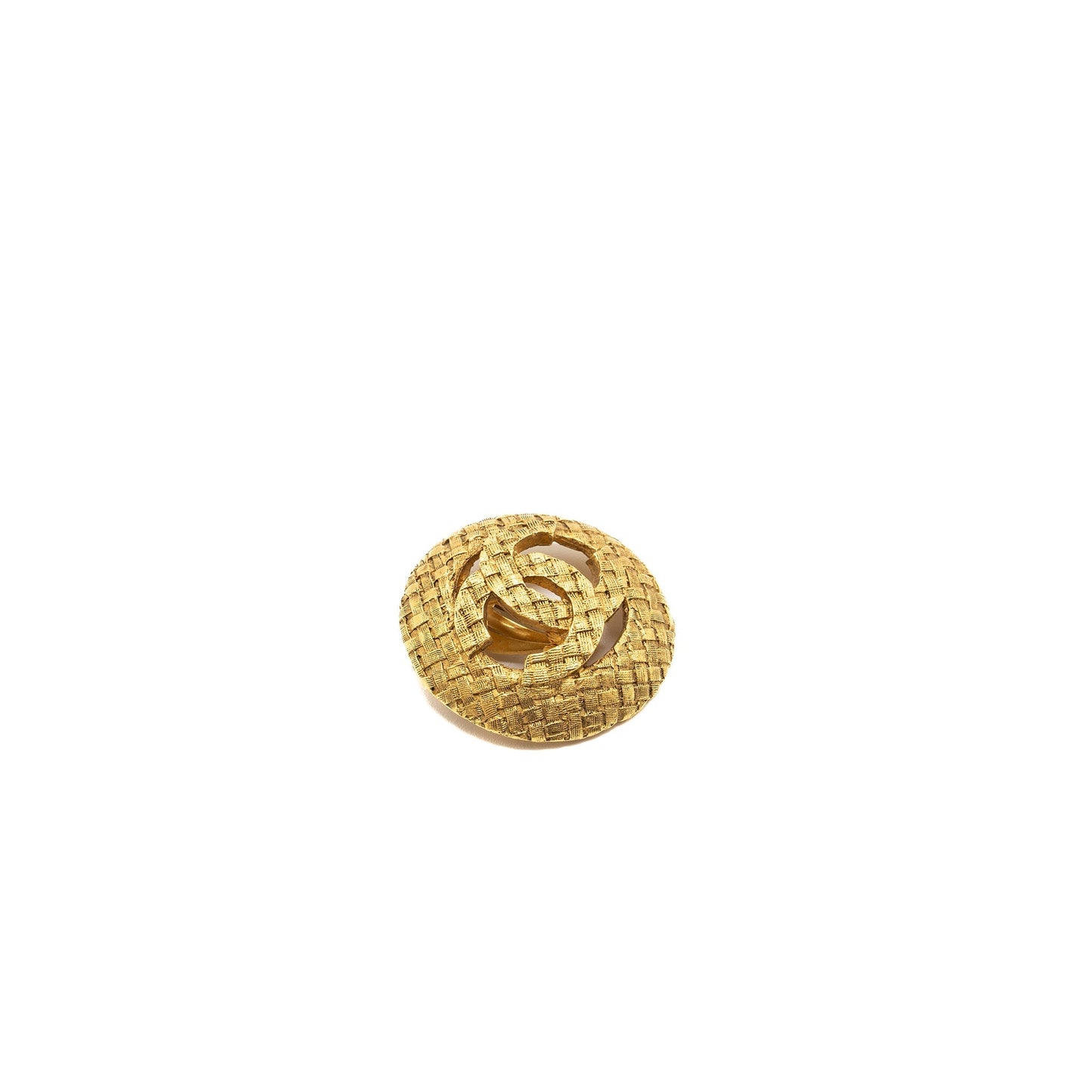 Chanel Giant CC Round Ear Clip Brushed Gold Handbag