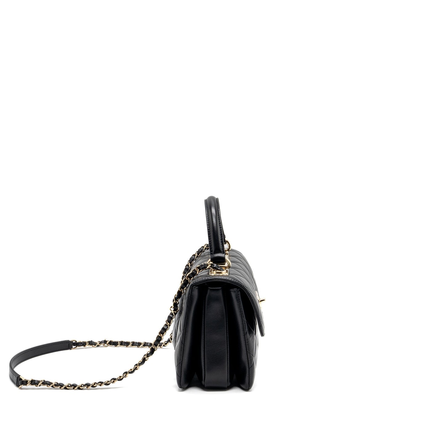 Chanel trendy CC flap top handle lambskin Black Shoulder Bag