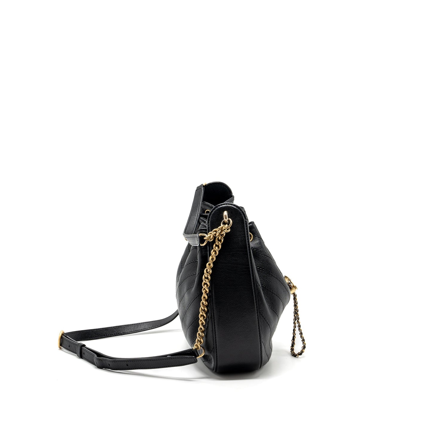 Chanel chevron bucket grained calfskin GHW Black Bucket Bag Ghw 1