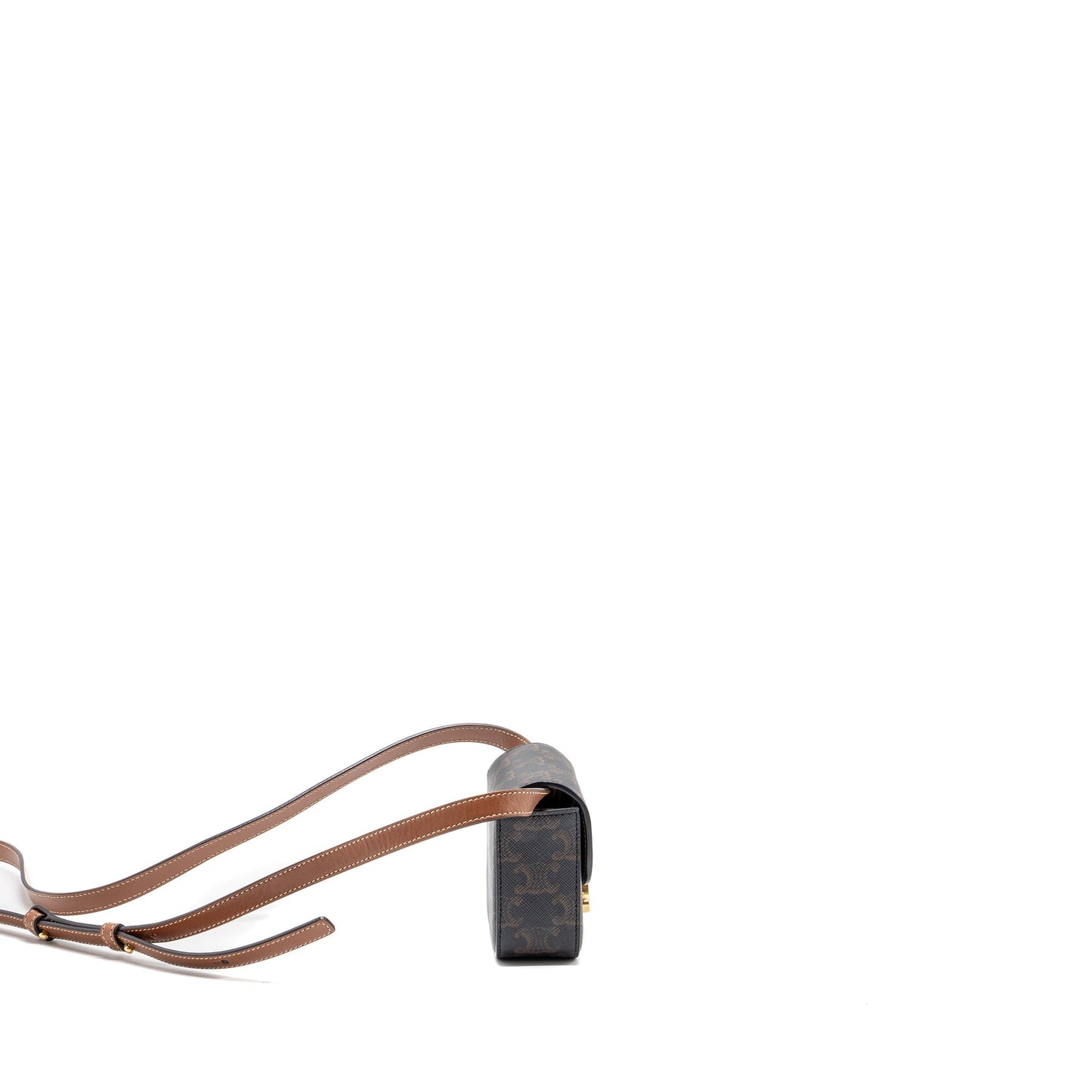 Celine Claude Triomphe Calfskin Handbag Canvas Tan Travel Bag