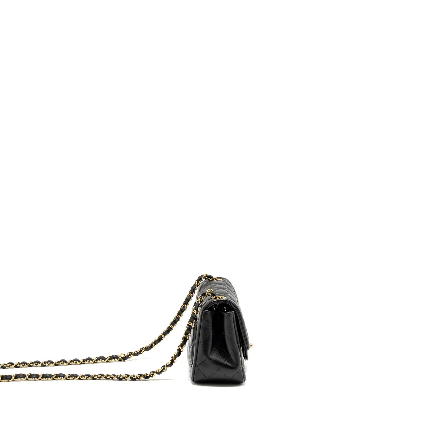 Chanel square flap lambskin LGHW Microchip Black Shoulder Bag Lghw Microchip