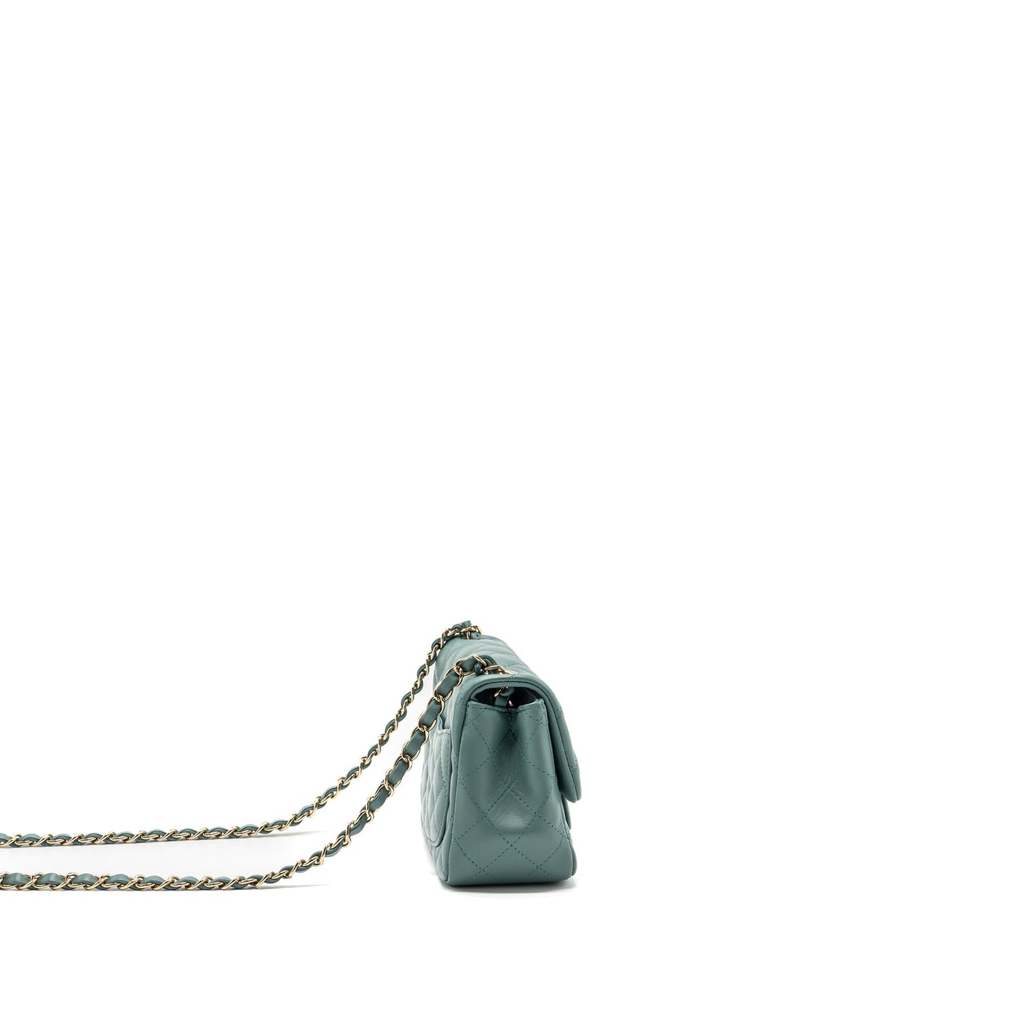 Chanel classic square flap lambskin LGHW microchip Green Shoulder Bag