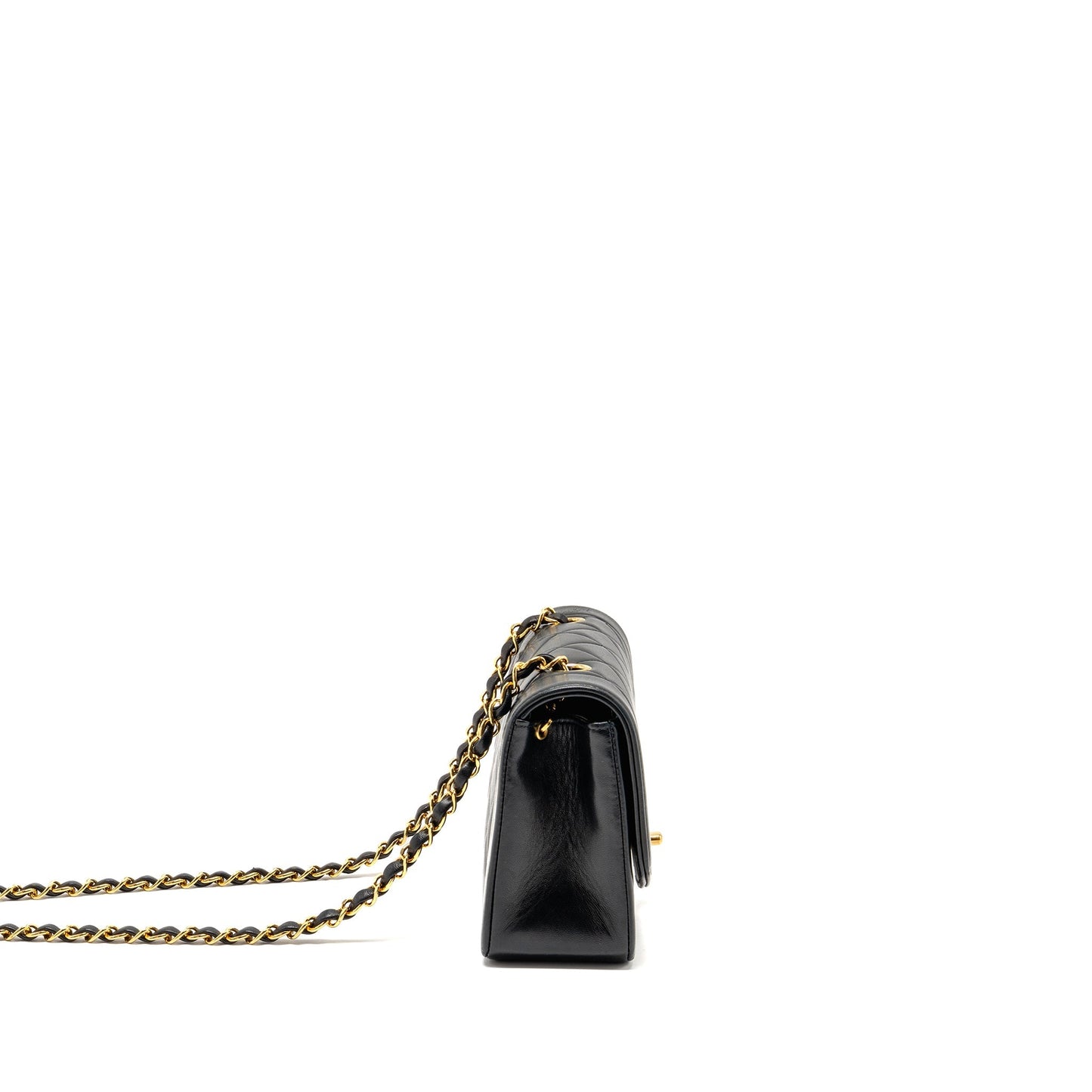 Chanel Diana Lambskin GHW Black Small Handbag