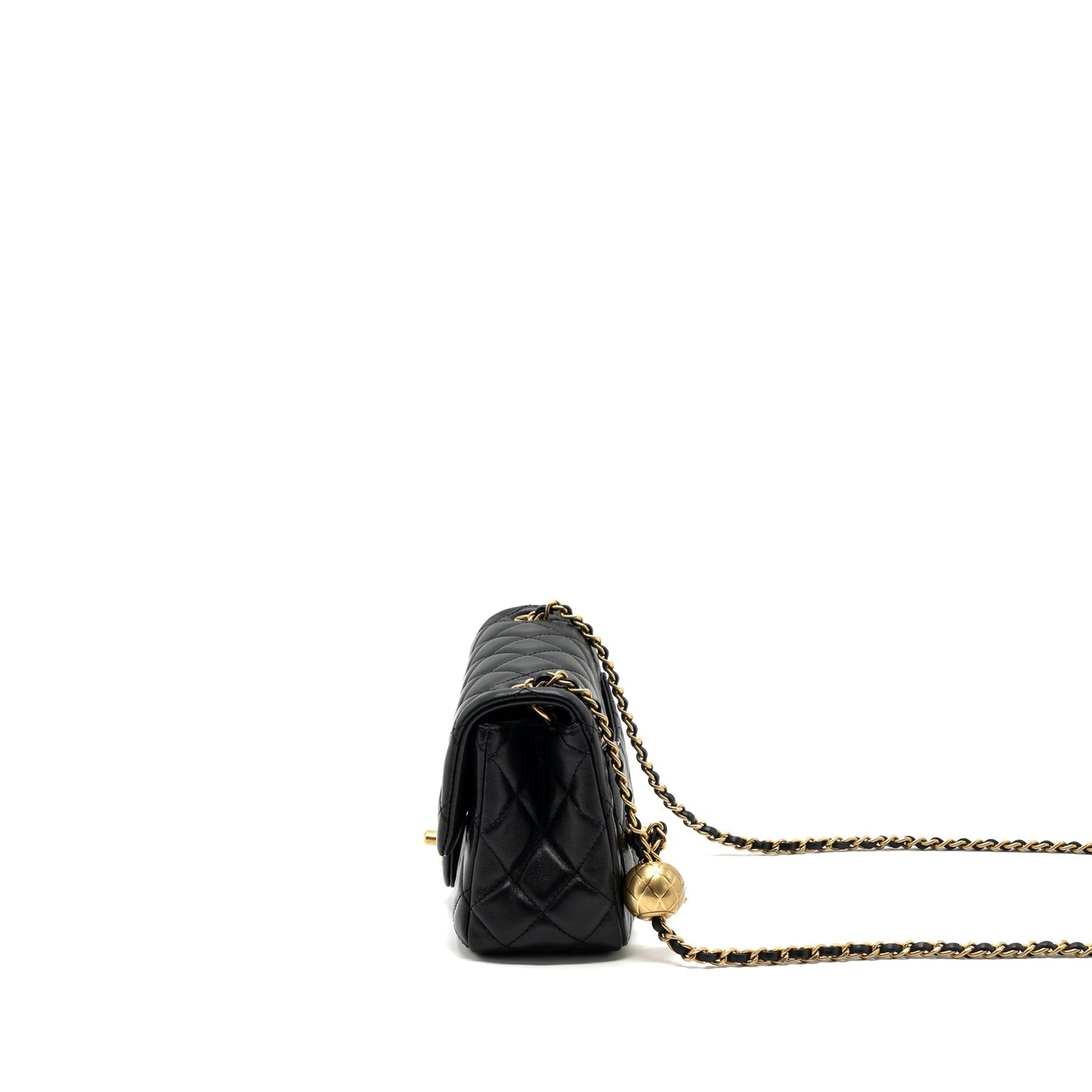 Chanel Pearl Crush Square Flap Lambskin GHW Black Shoulder Bag Microchip 4