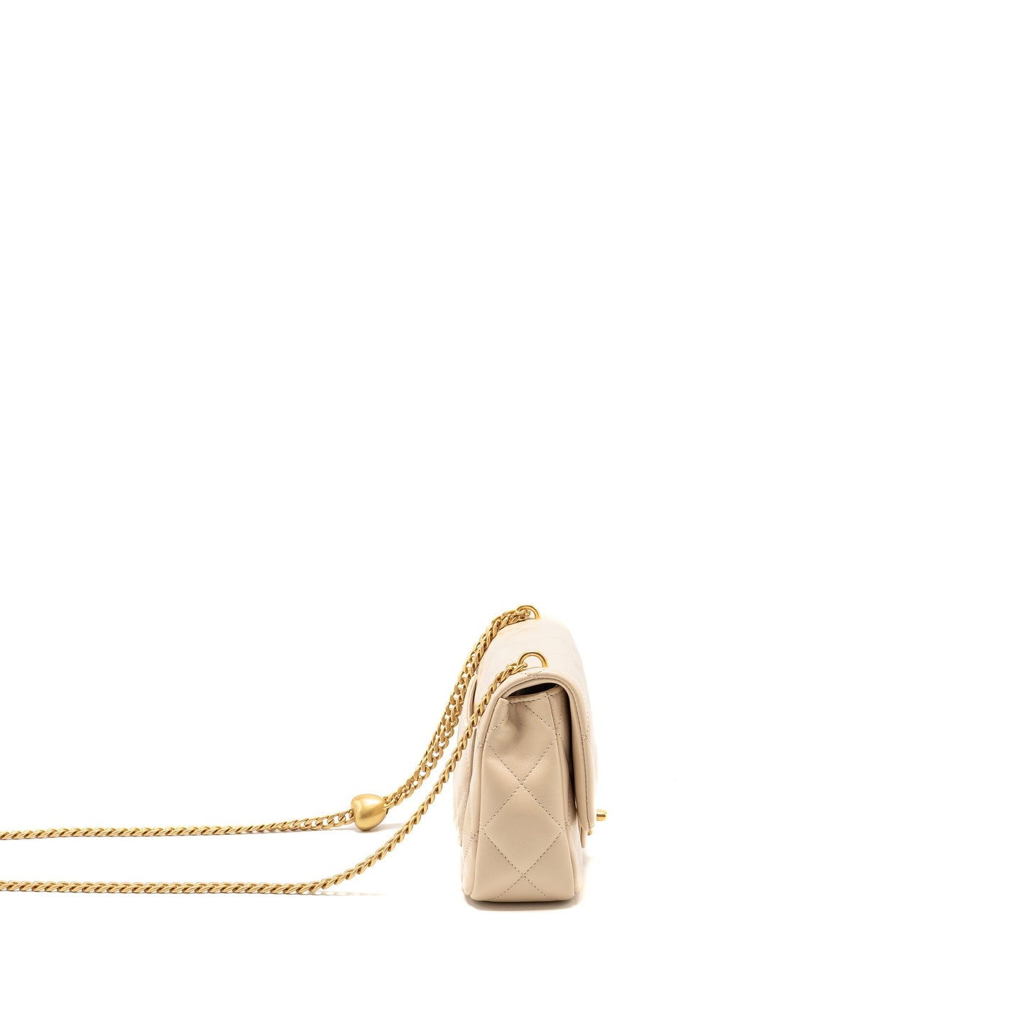 Chanel 25c Coco Love Adjustable Shiny Lambskin Beige Handbag