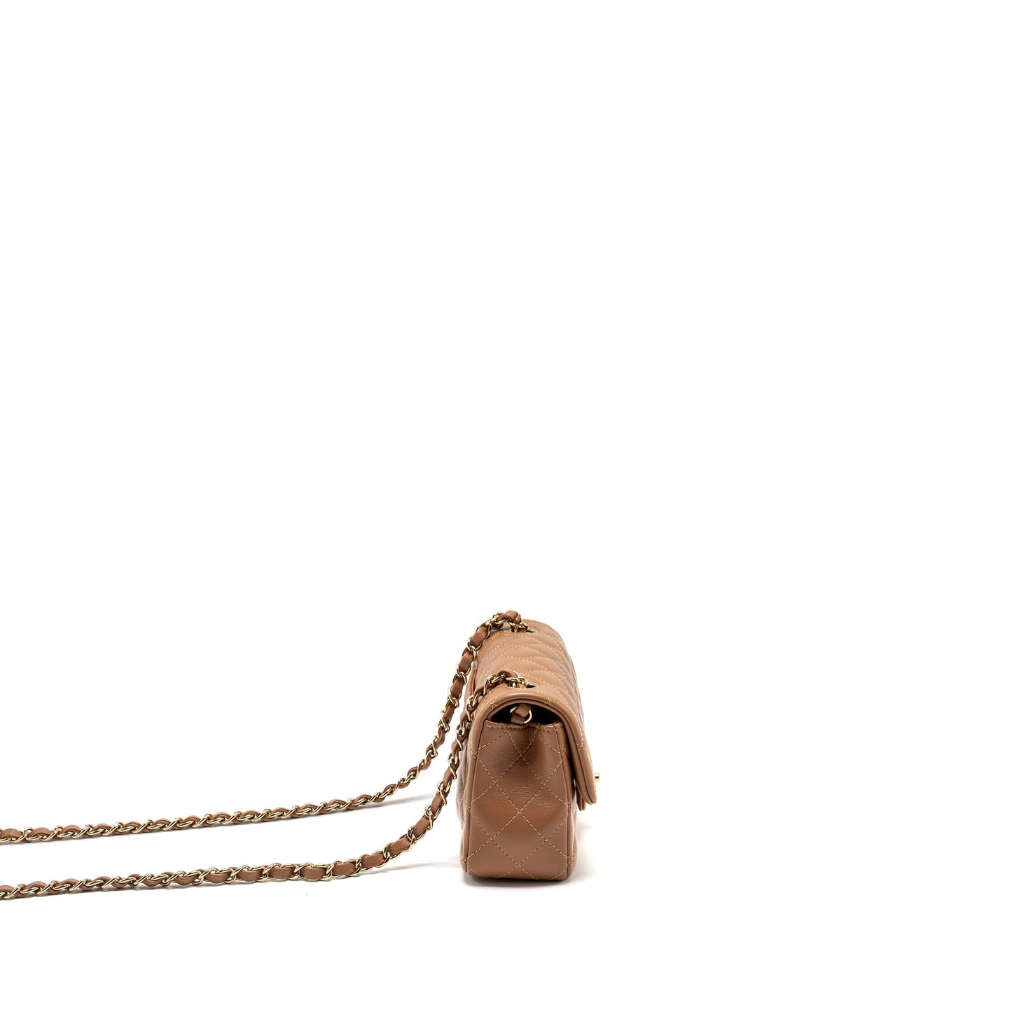 Chanel 22s Rectangular Flap Lambskin Caramel LGHW Shoulder Bag