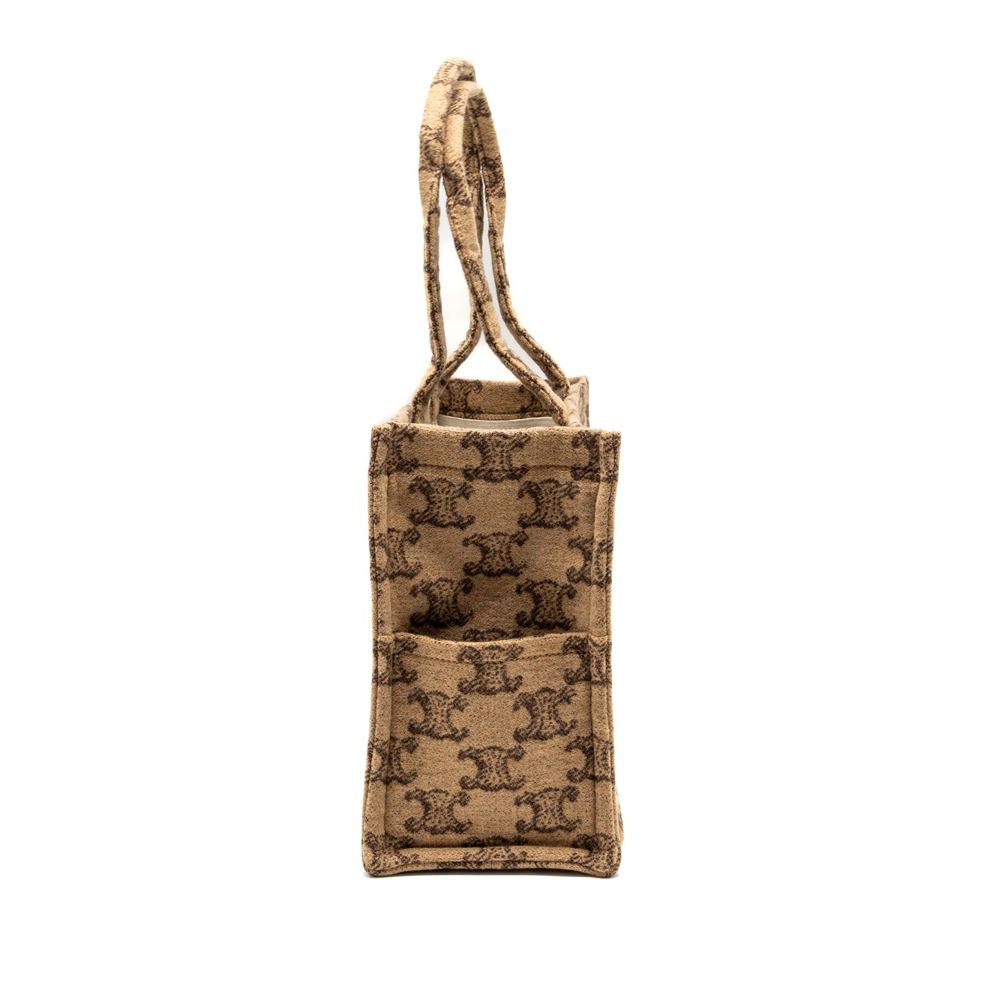 Celine Cabas Thais Triomphe Printed Wool Calfskin Wool Brown Large Travel Bag