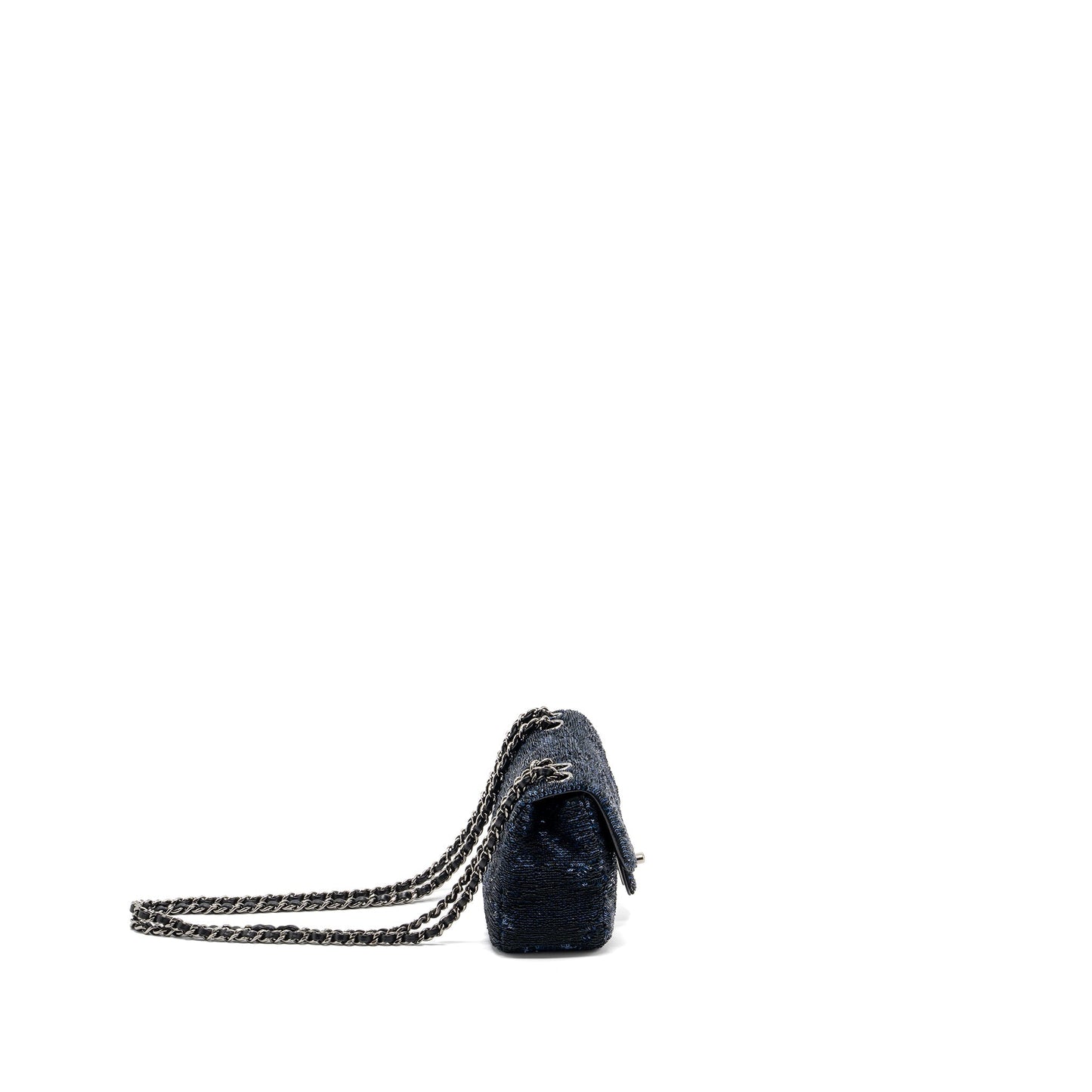 Chanel super flap sequin dark SHW Black Blue Shoulder Bag