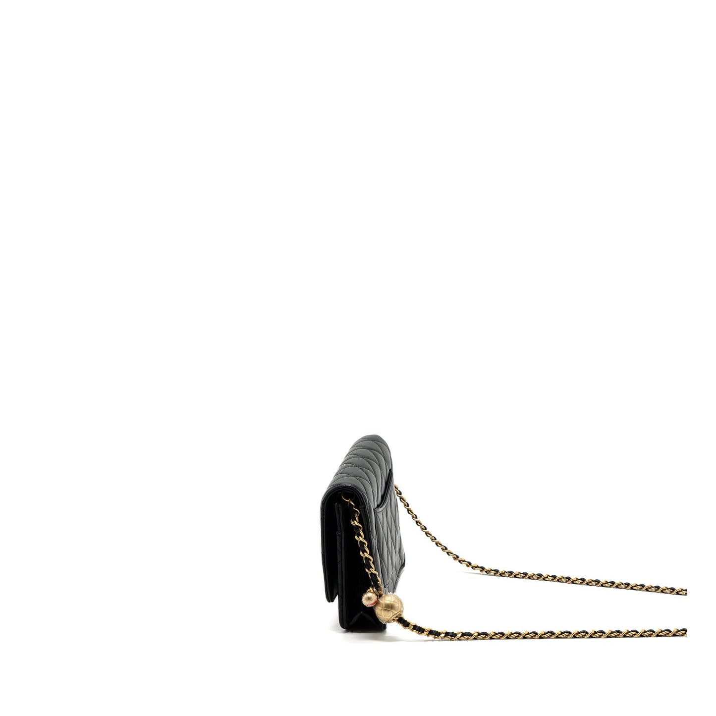 Chanel pearl crush on lambskin GHW microchip Black Wallet Case Microchip 11