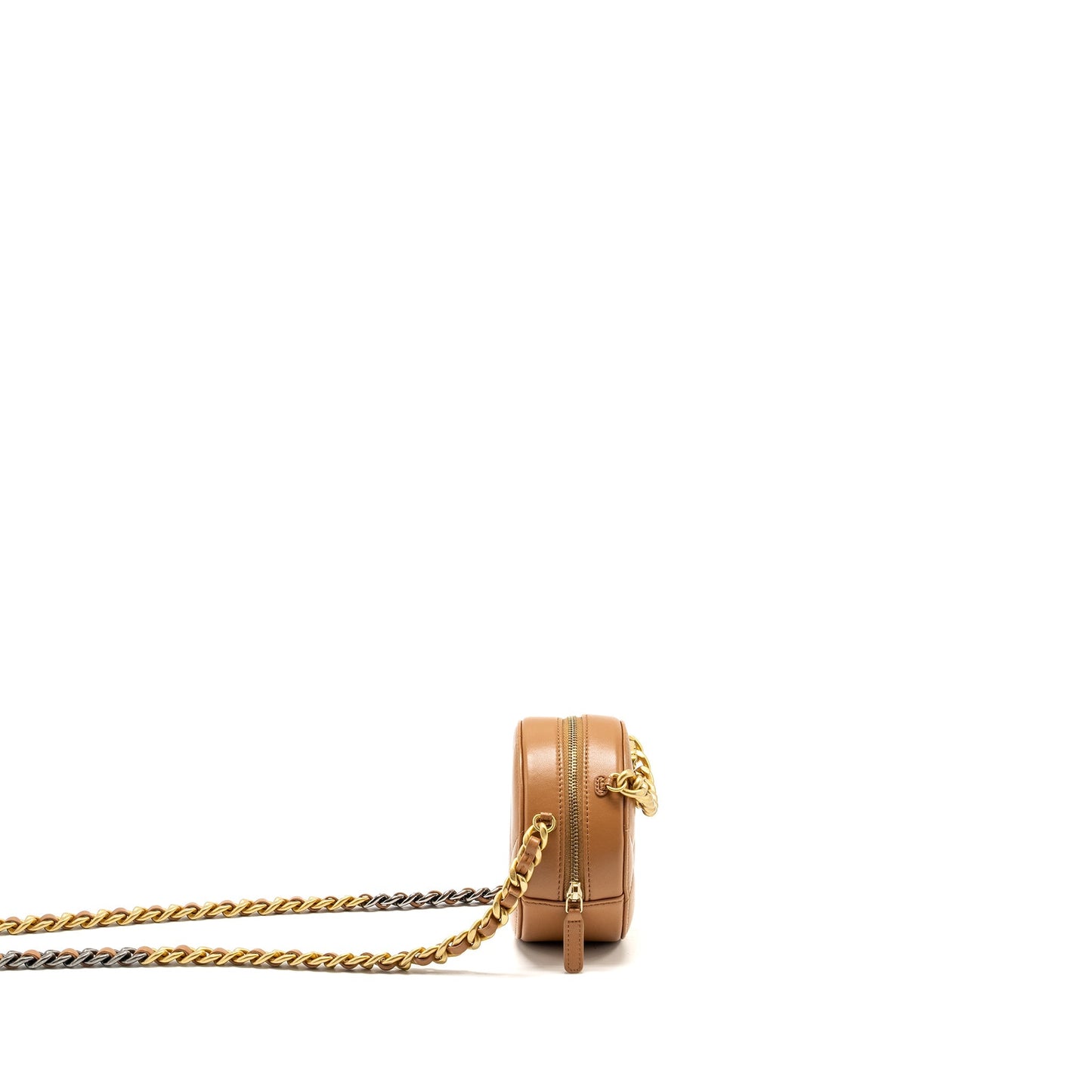 Chanel 19 Round Lambskin Caramel Hardware Microchip Multicolour Clutch Bag Hardware Microchip