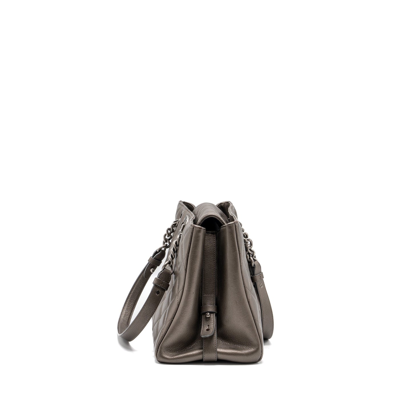 Chanel quilted Goatskin ruthenium hardware Silver Tote Bag