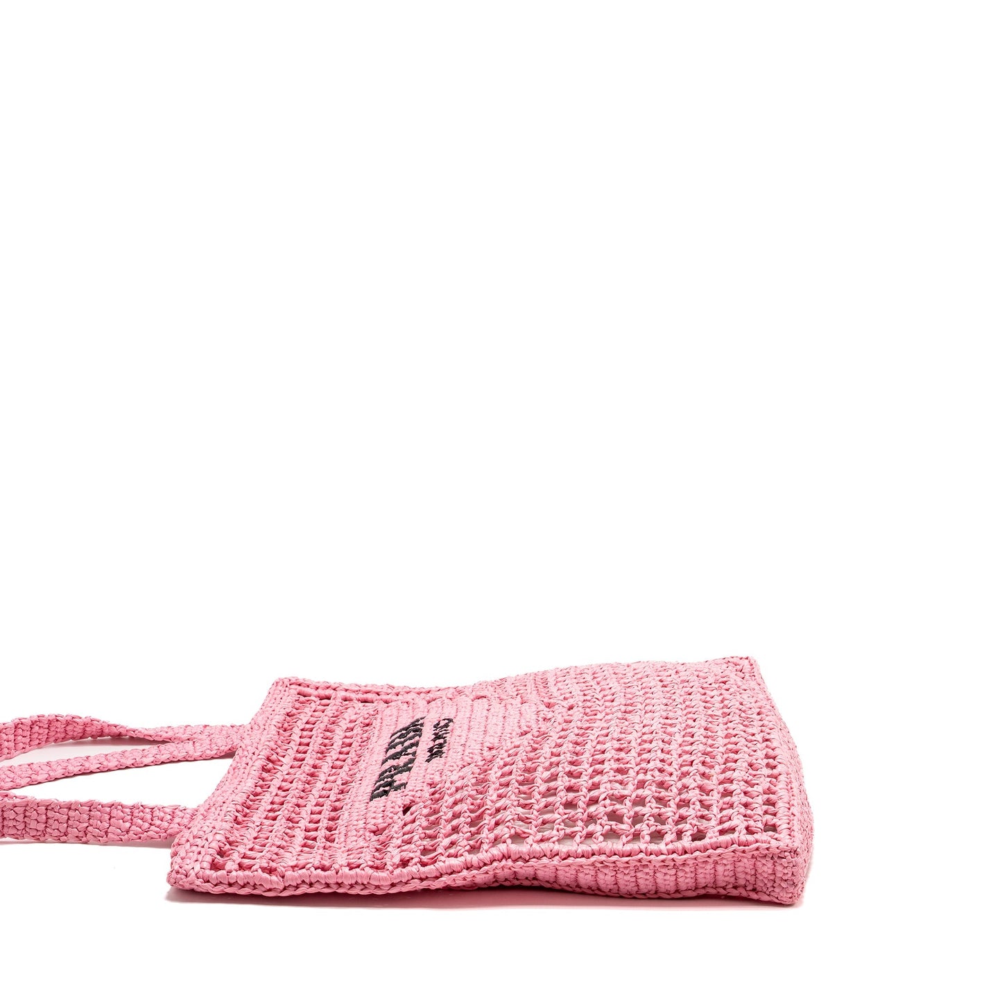 Prada Crochet Tote Purse Handbag Raffia Pink Tote Bag