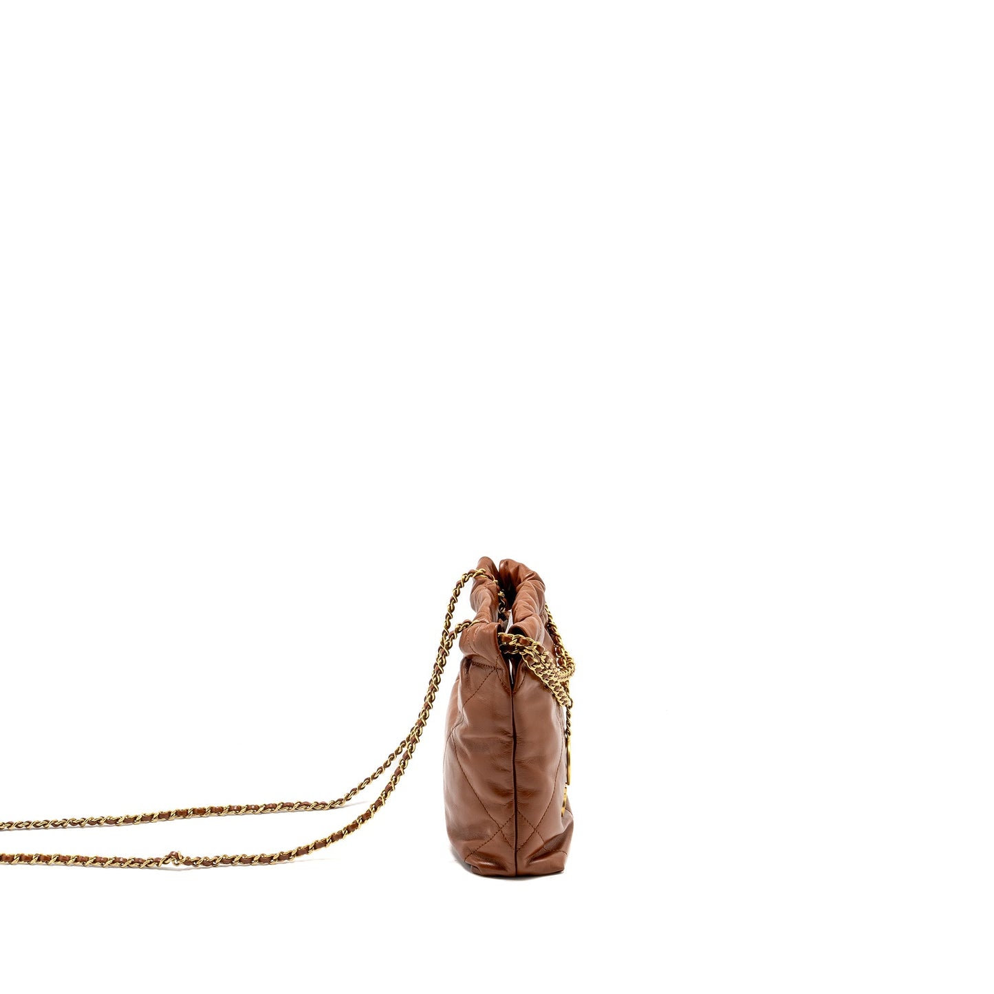 Chanel 22 Shiny Calfskin Caramel GHW microchip Mini Bag