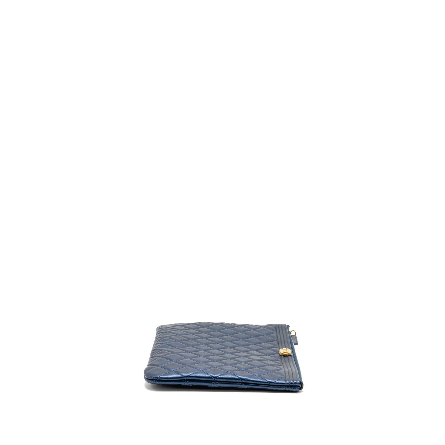 Chanel Boy Calfskin Pearly GHW Blue Clutch Bag
