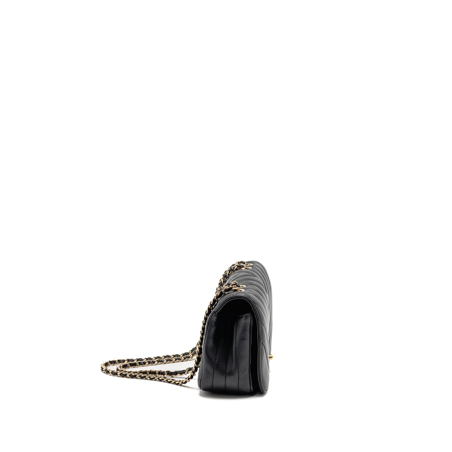 Chanel Chevron Flap lambskin LGHW Black Shoulder Bag