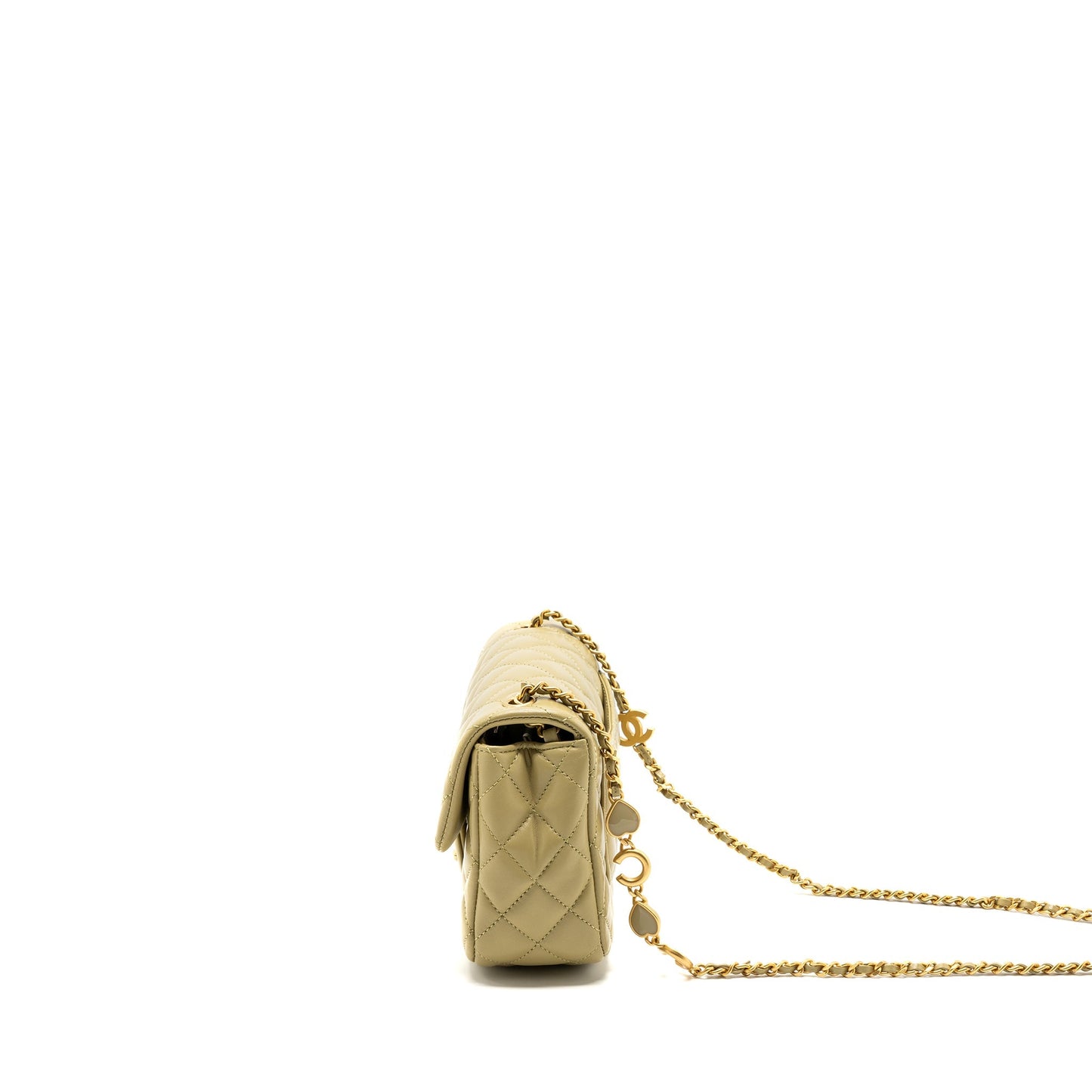 Chanel quilted flap coco love lambskin khaki Green Shoulder Bag