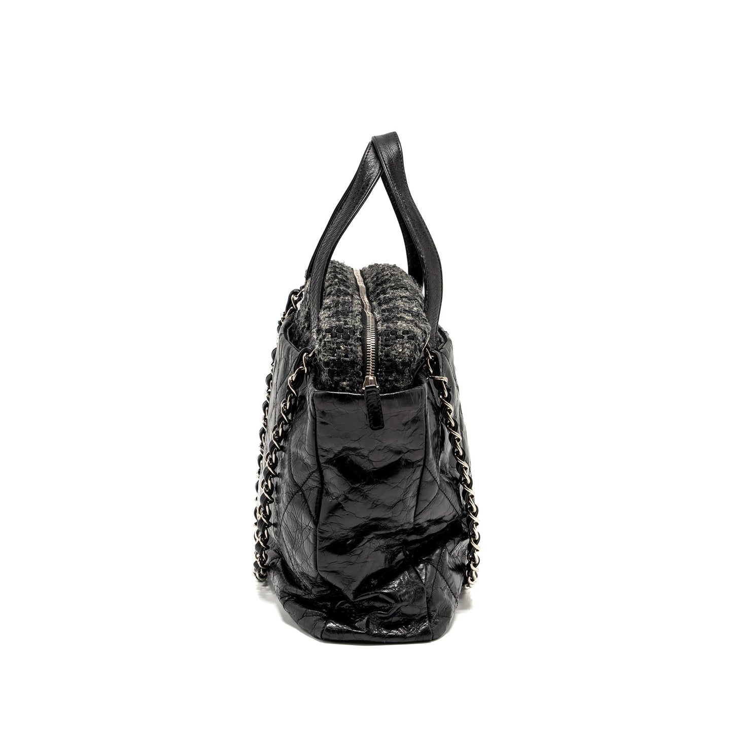 Chanel Portobello Calfskin Tweed SHW Black Grey Tote Bag