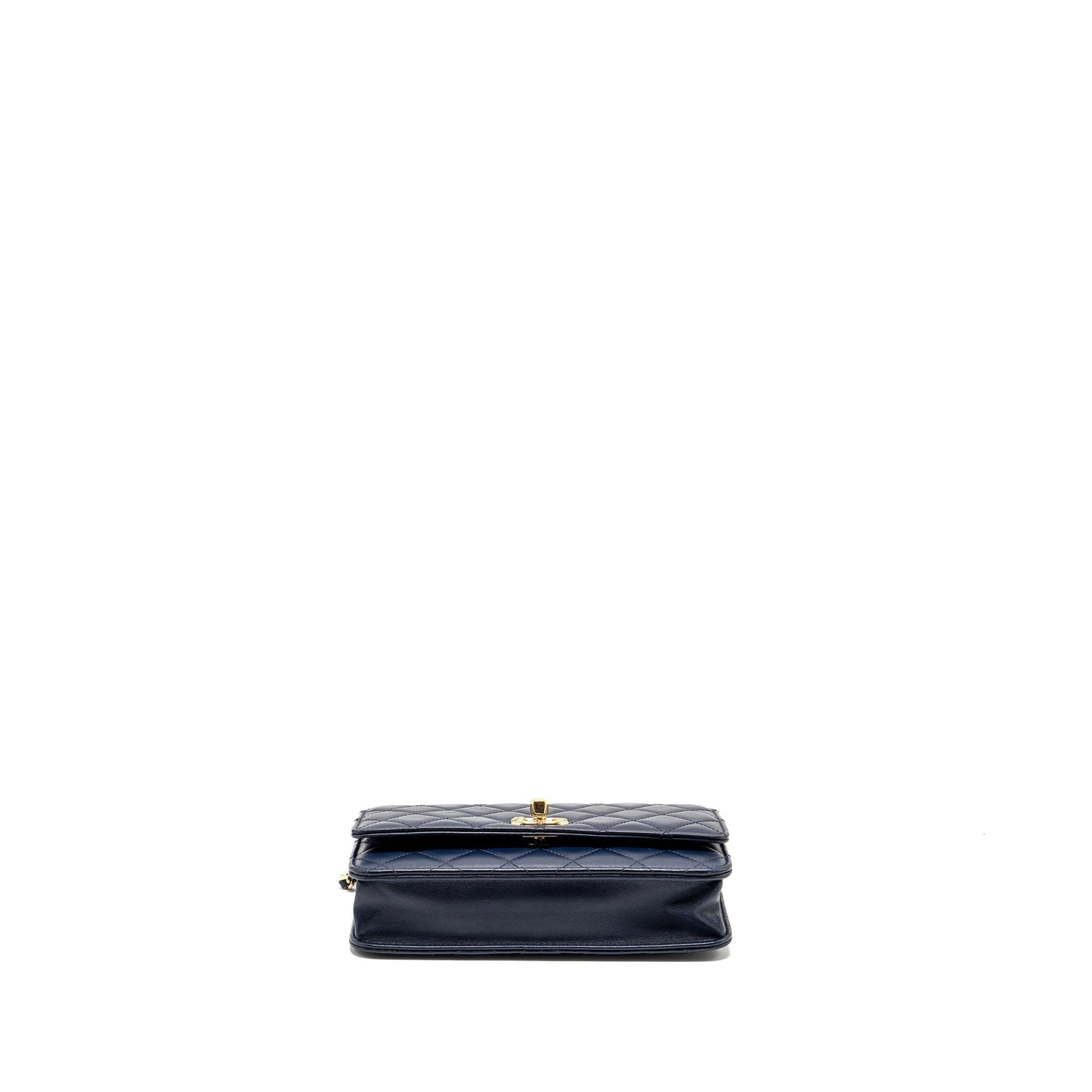 Chanel Trendy CC On Lambskin Navy LGHW Wallet Case