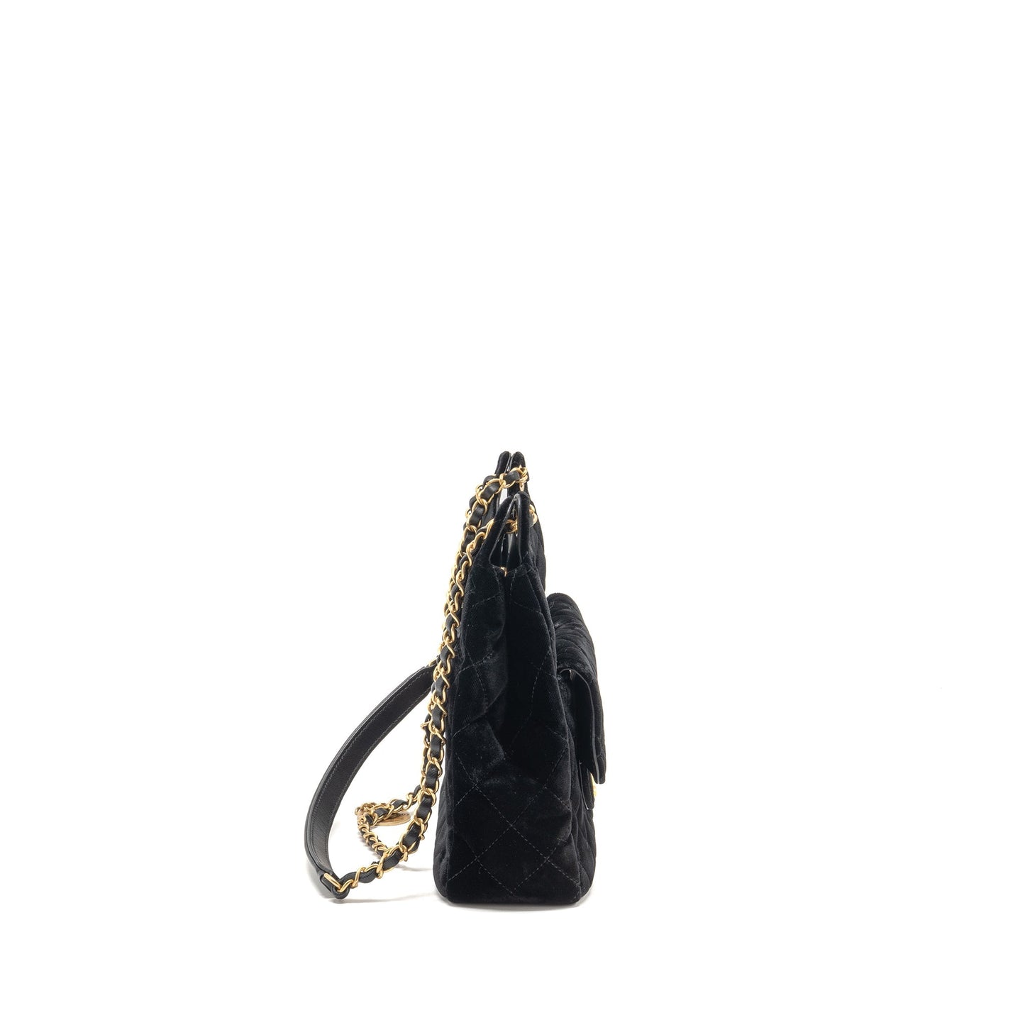 Chanel 23b Hobo Velvet GHW microchip Black Shoulder Bag Black 7