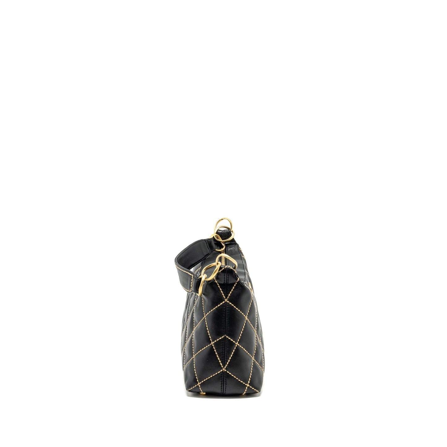 Chanel quilted zip calfskin GHW Black Shoulder Bag