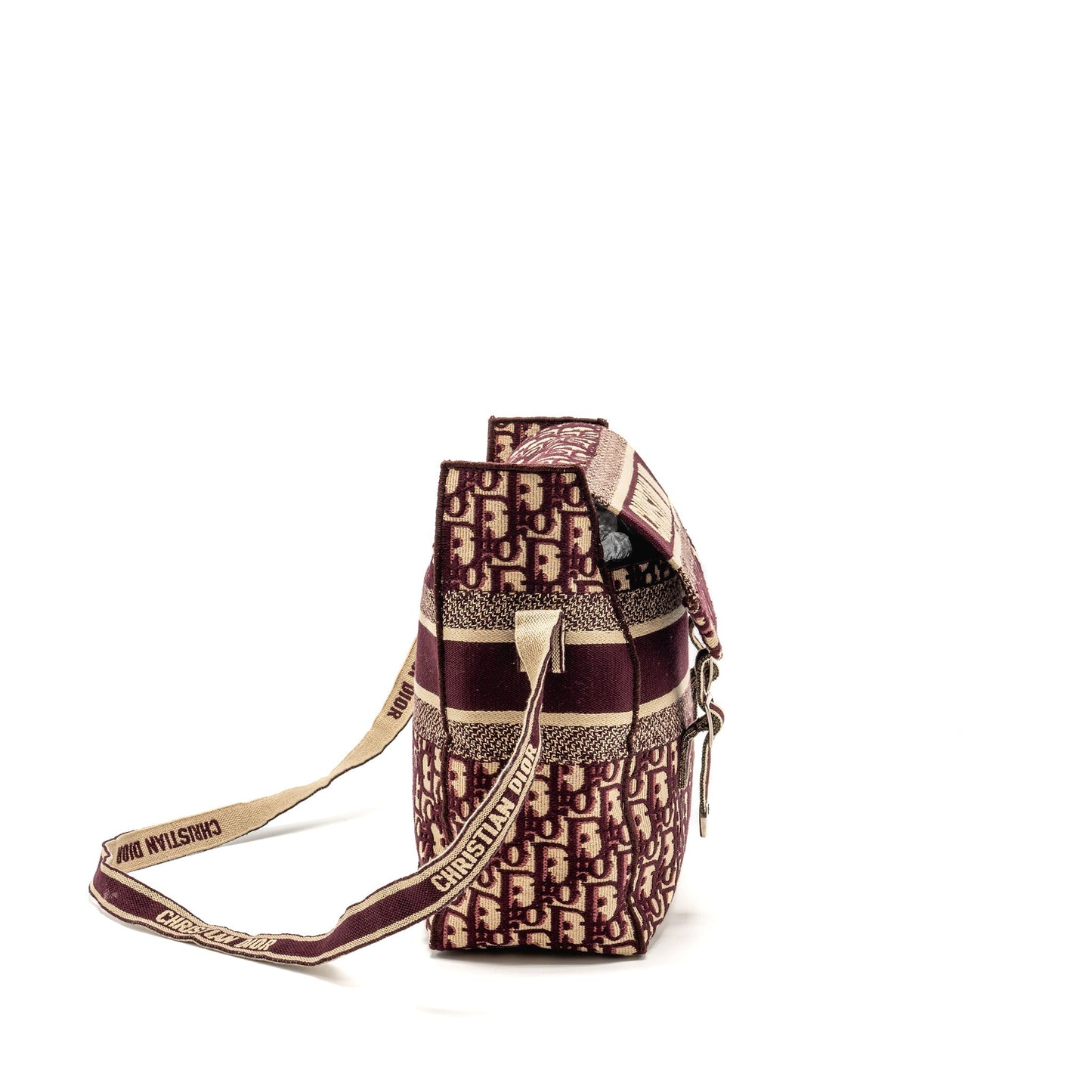 Dior Crossbody Messenger Purse Oblique Burgundy Handbag Canvas Beige Crossbody Bag