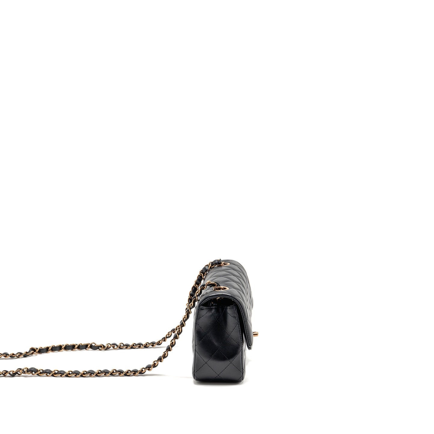 Chanel Rectangular Flap Lambskin RGHW Microchip Black Shoulder Bag