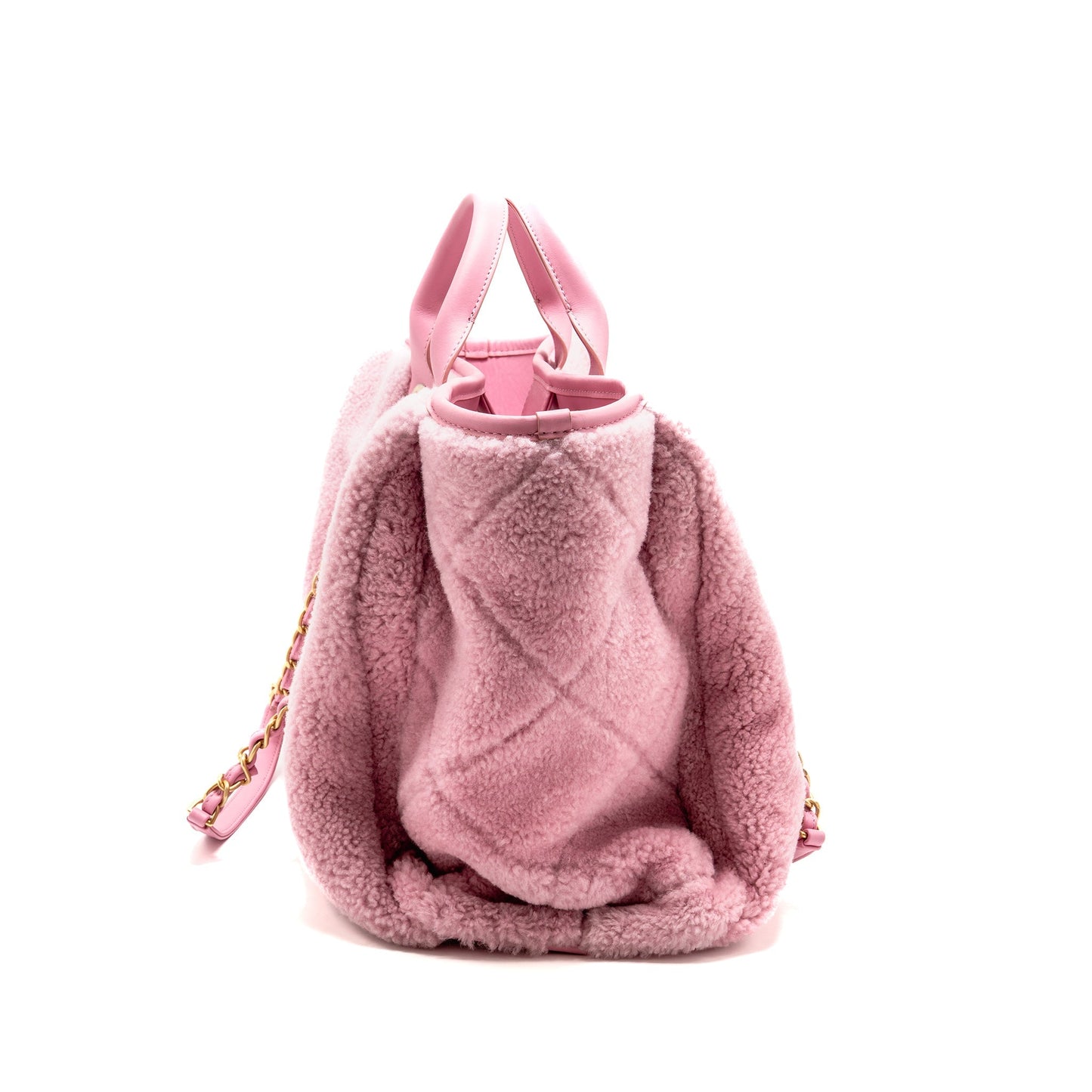 Chanel 22a Deauville Shearling Lambskin GHW microchip Pink Tote Bag